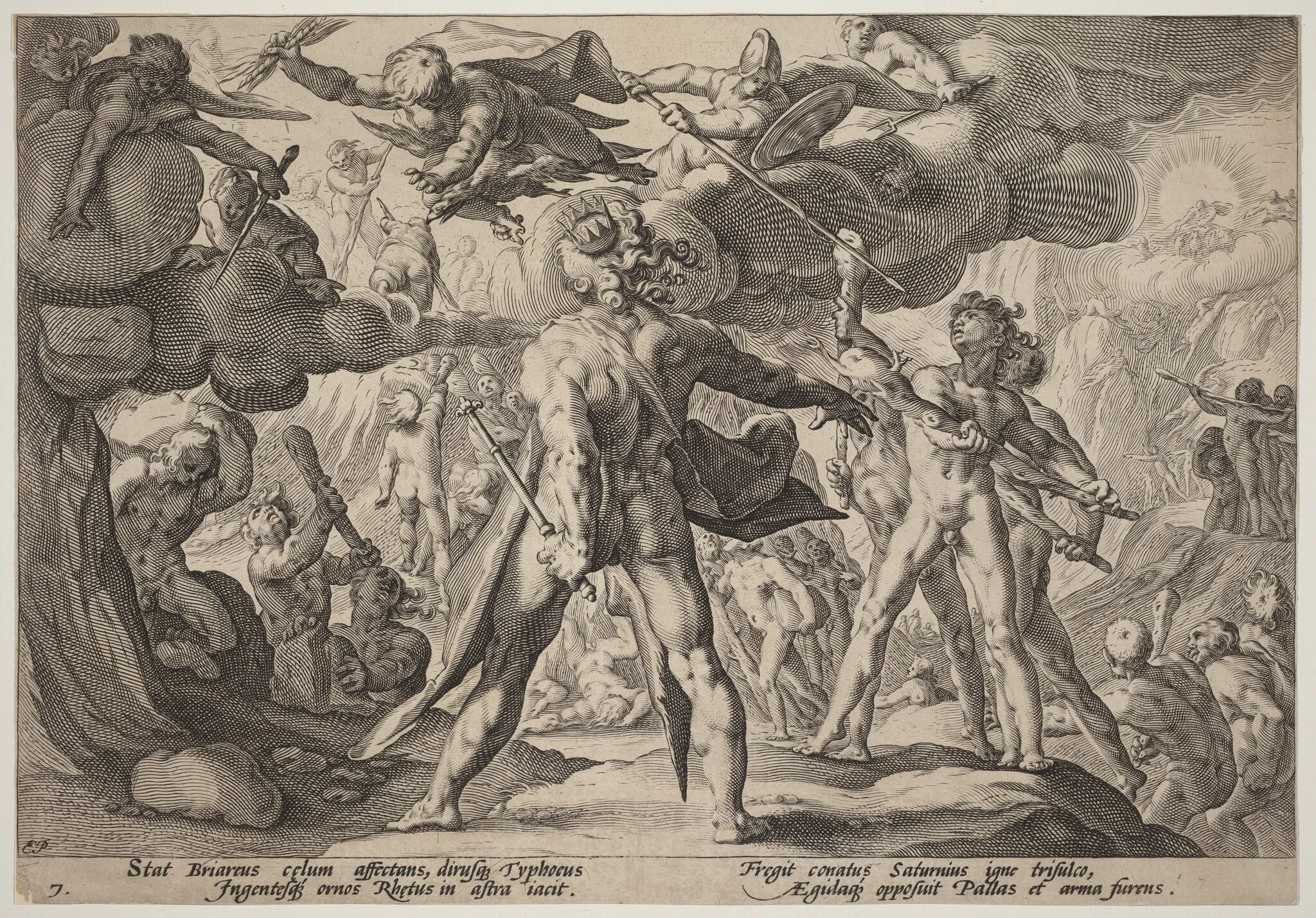 The Giants Climbing the Heavens, by Hendrik Goltzius, ink, 1589
