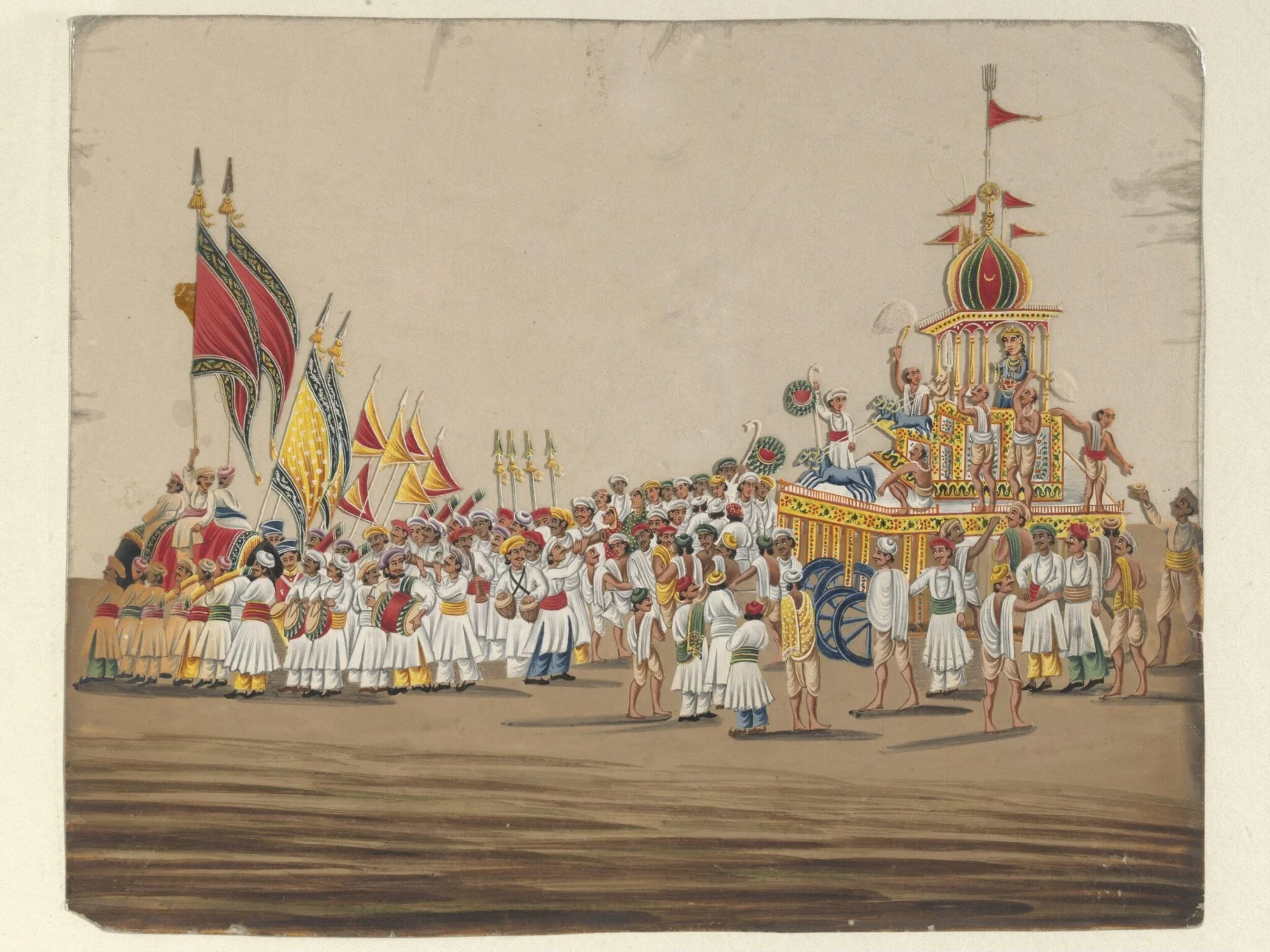 One of two drawings depicting procession scenes in Patna., by Unknown, paint, 1860