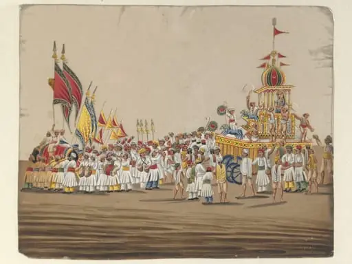 One of two drawings depicting procession scenes in Patna.