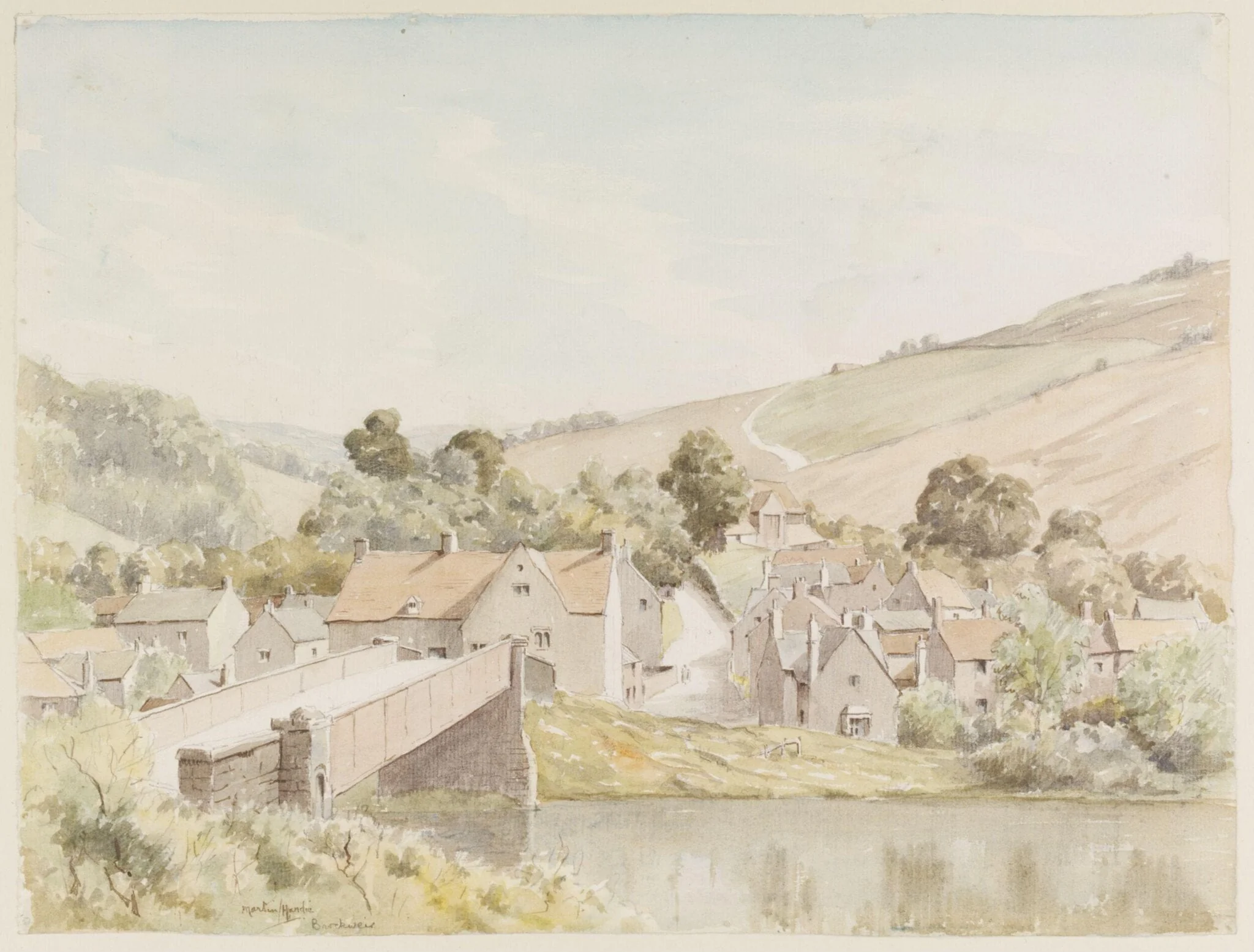 Brockweir, near Tintern, Monmouthshire, by Martin Hardie, watercolor, 1940