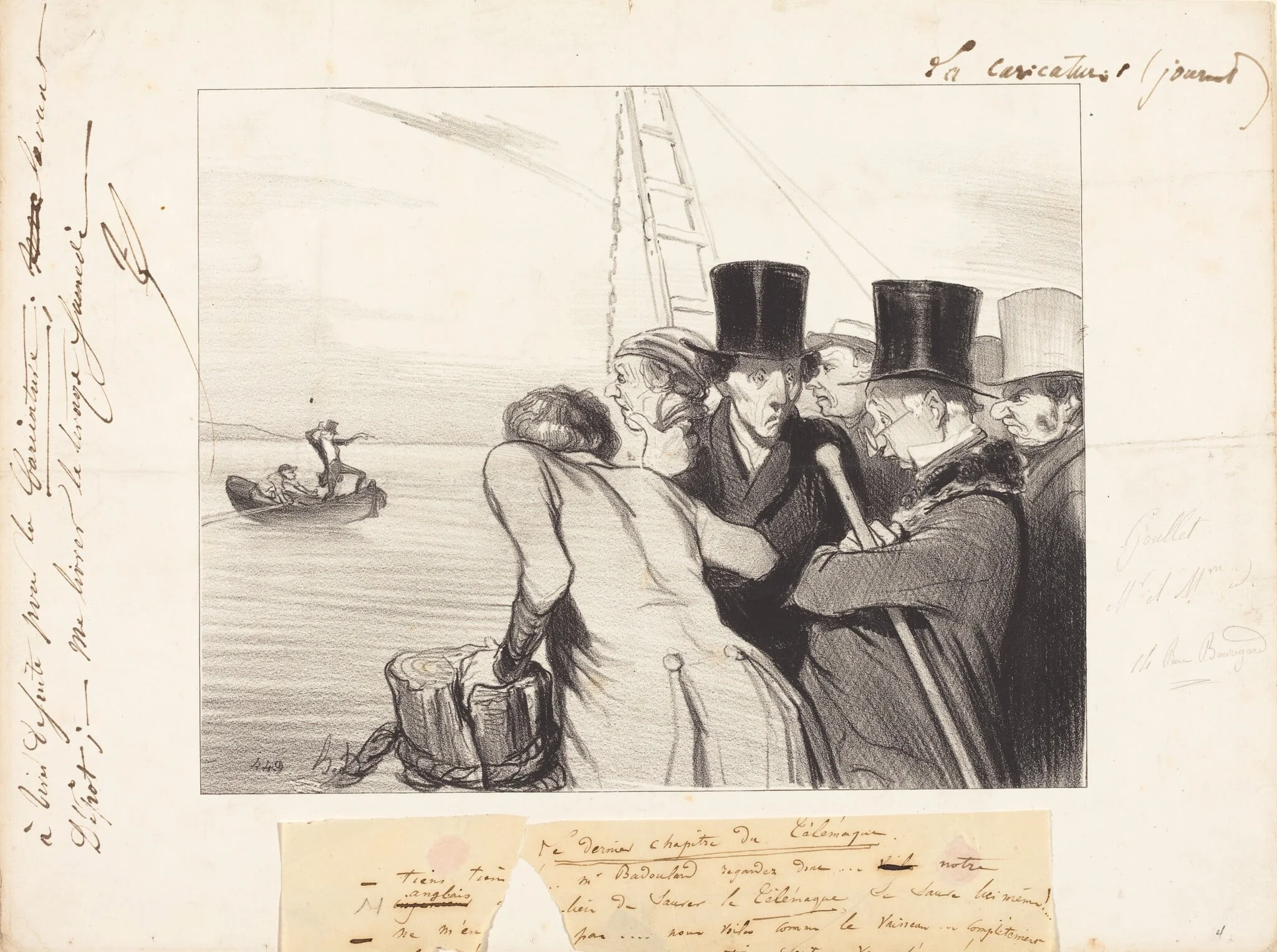 Le Dernier du Télémaque, by Honoré Daumier, ink, 1843