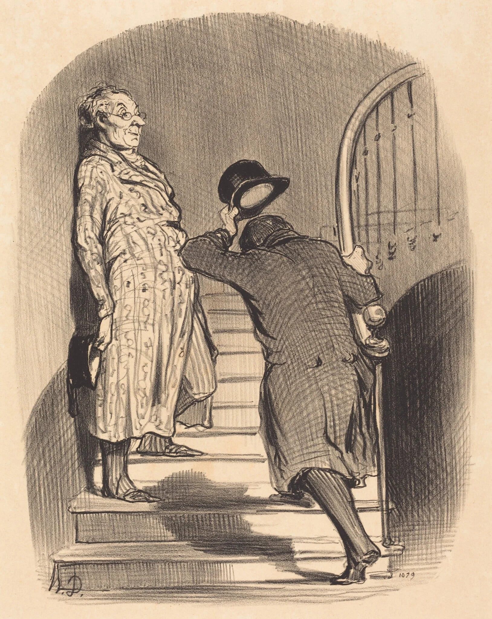 Un Locataire qui paie exactement son terme, by Honoré Daumier, ink, 1847