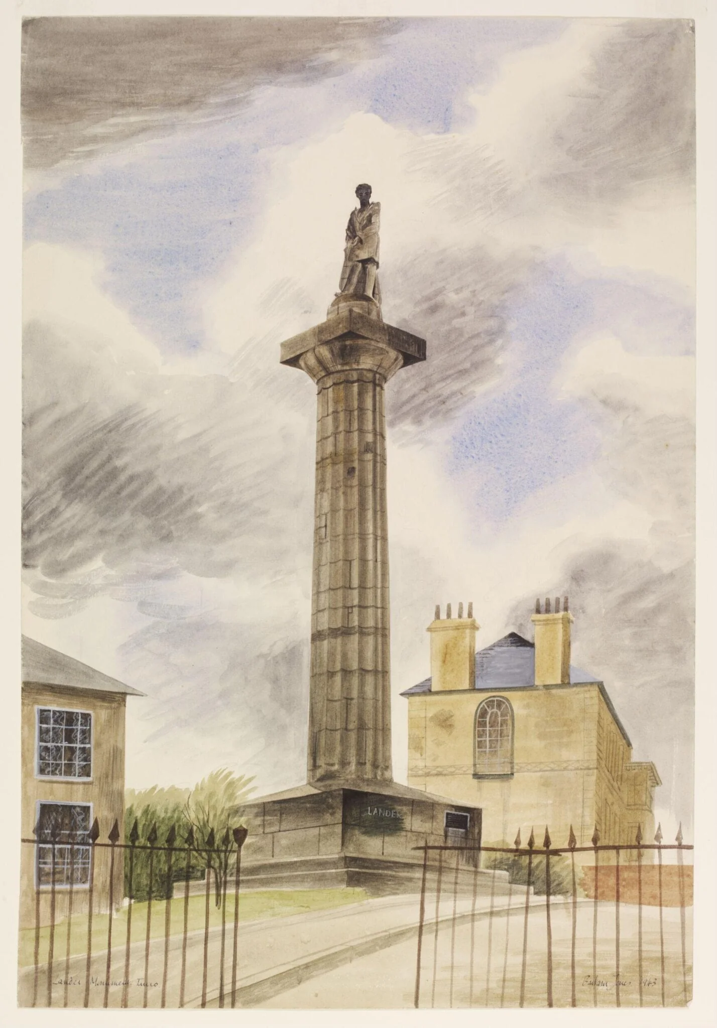Lander Monument, Truro, by Barbara Jones, watercolor, 1943