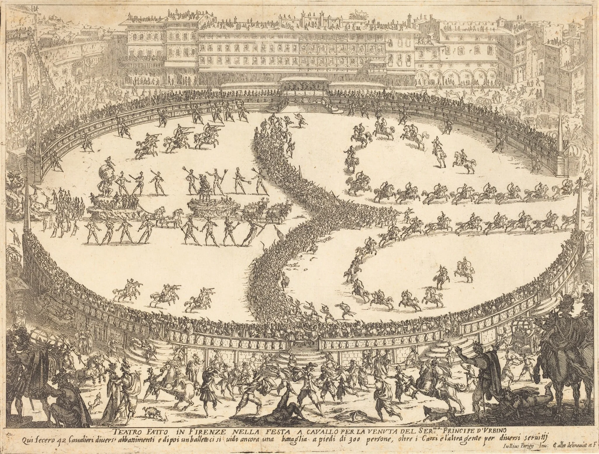 View of the Festival, by Jacques Callot, ink, 1616