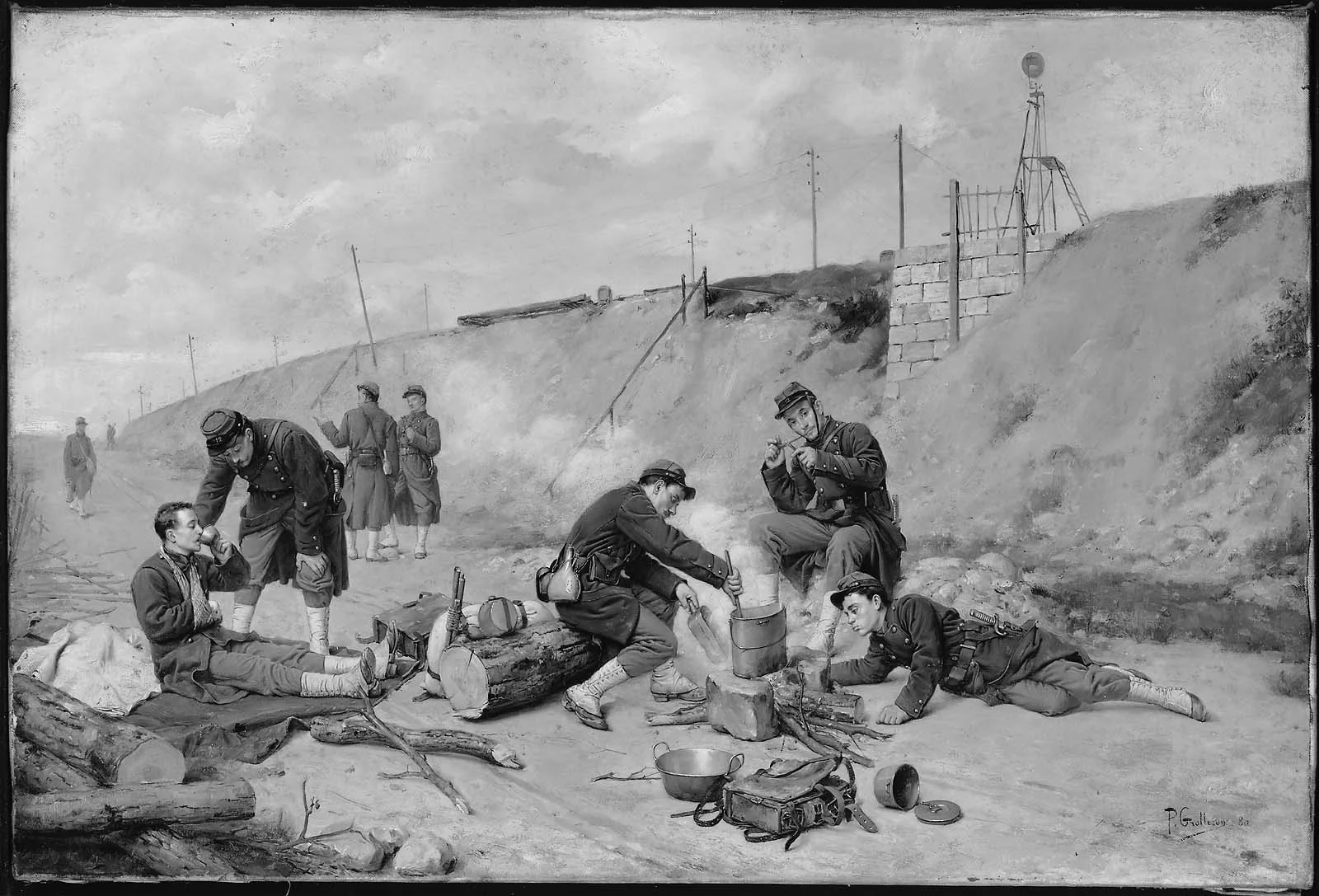 French Soldiers Resting, by Paul Grolleron, unspecified, 1890
