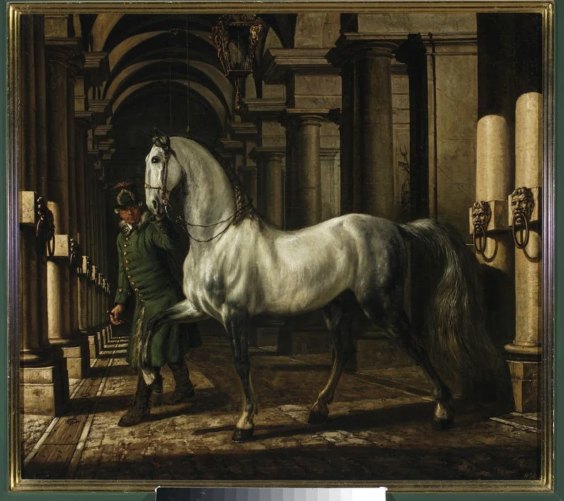 Stable boy leading a horse, by Bernardo Bellotto, oil, 1773
