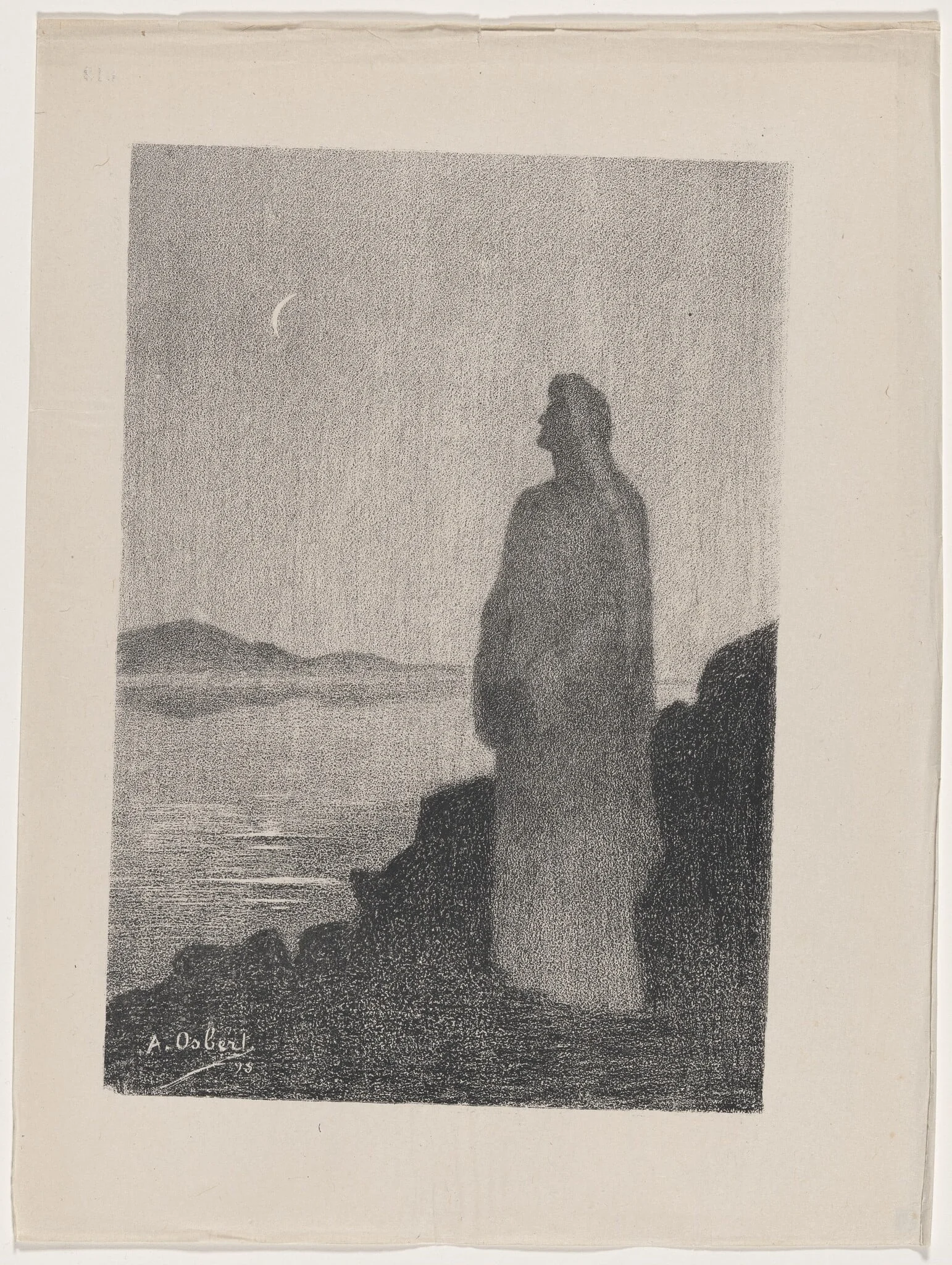 Rêverie dans la nuit (Evening Reverie), by Alphonse Osbert, ink, 1895