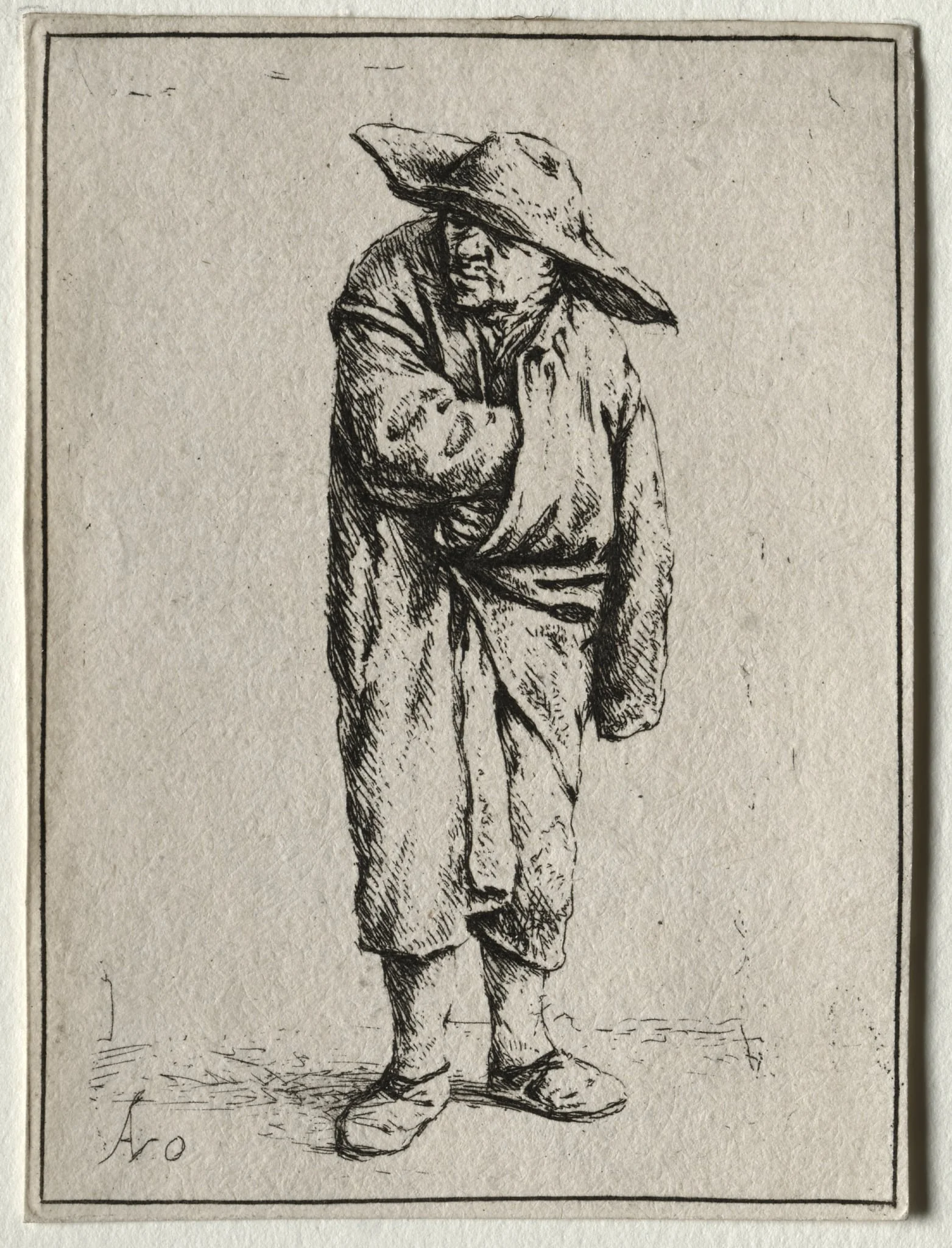 Peasant with his hand in his cloak, by Adriaen van Ostade, 1647