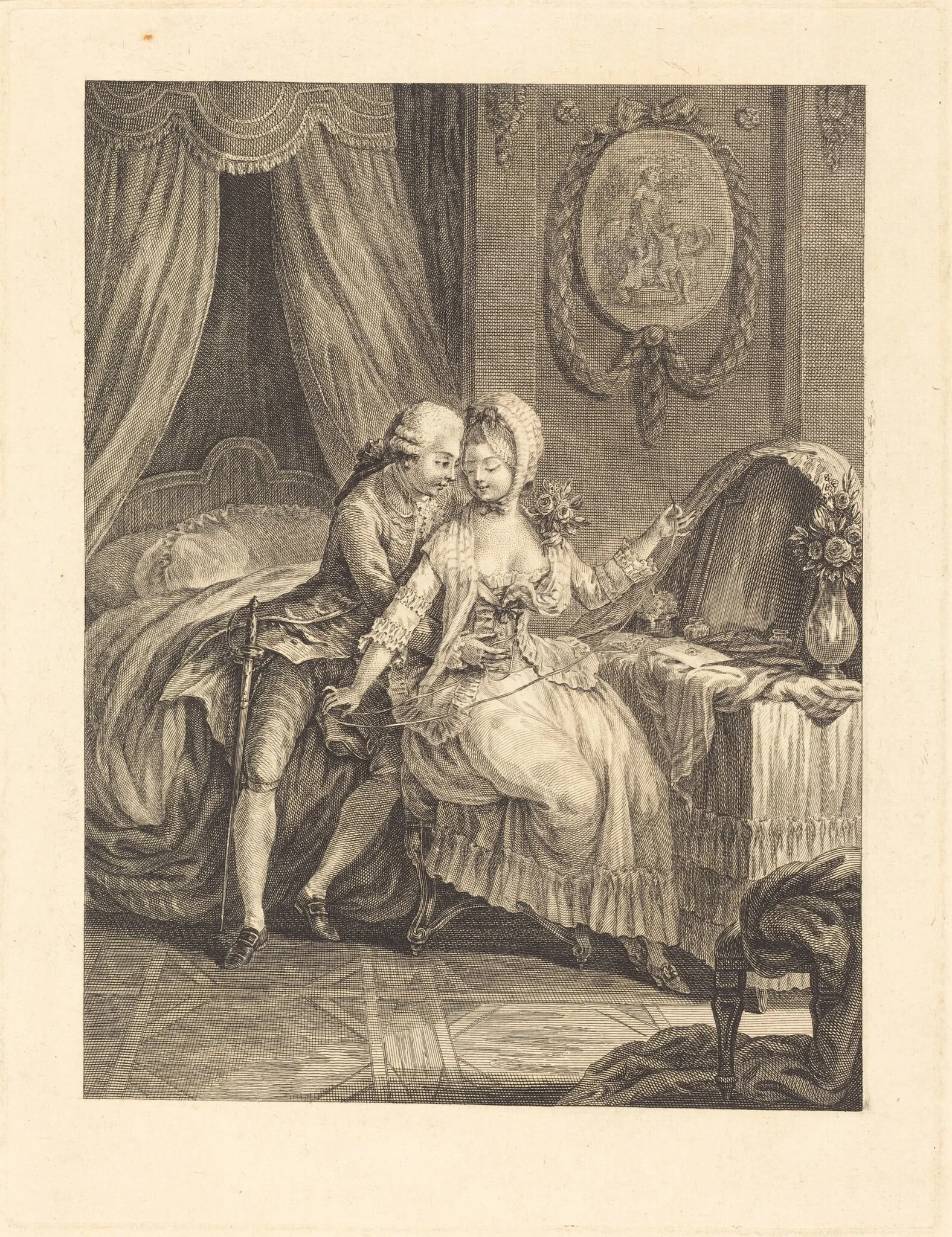 Dame a sa toilette, by French 18th Century, ink, 1750