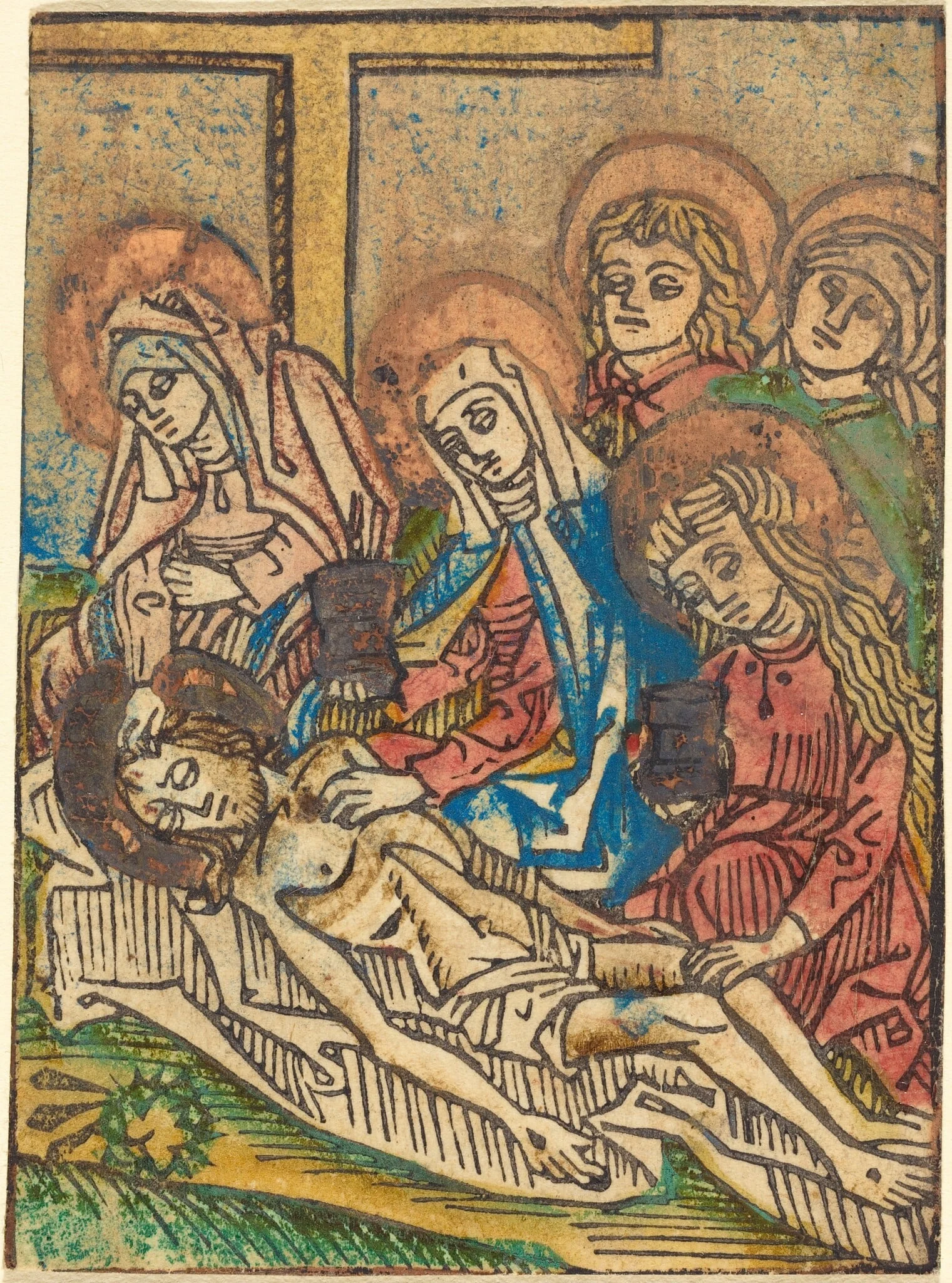 The Embalming of Christ, by German 15th Century, ink, 1485