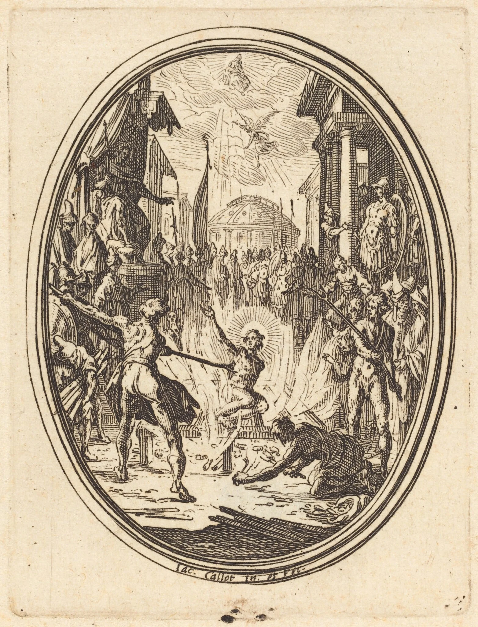 The Martyrdom of Saint Lawrence, by Jacques Callot, ink, 1626