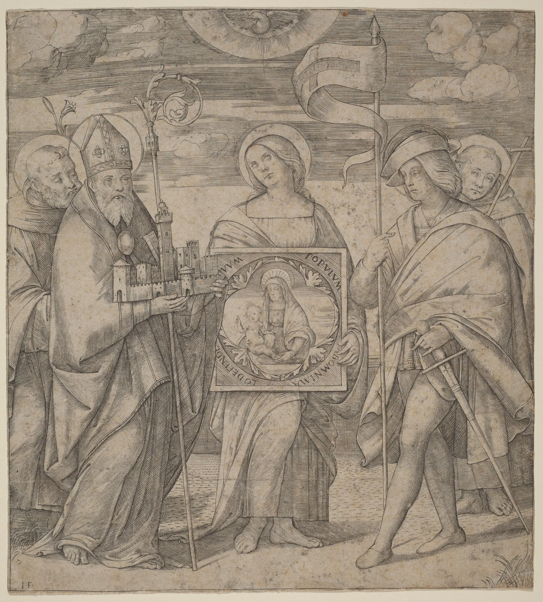 Patron Saints of Bologna, by Jacopo Francia, ink, 1518