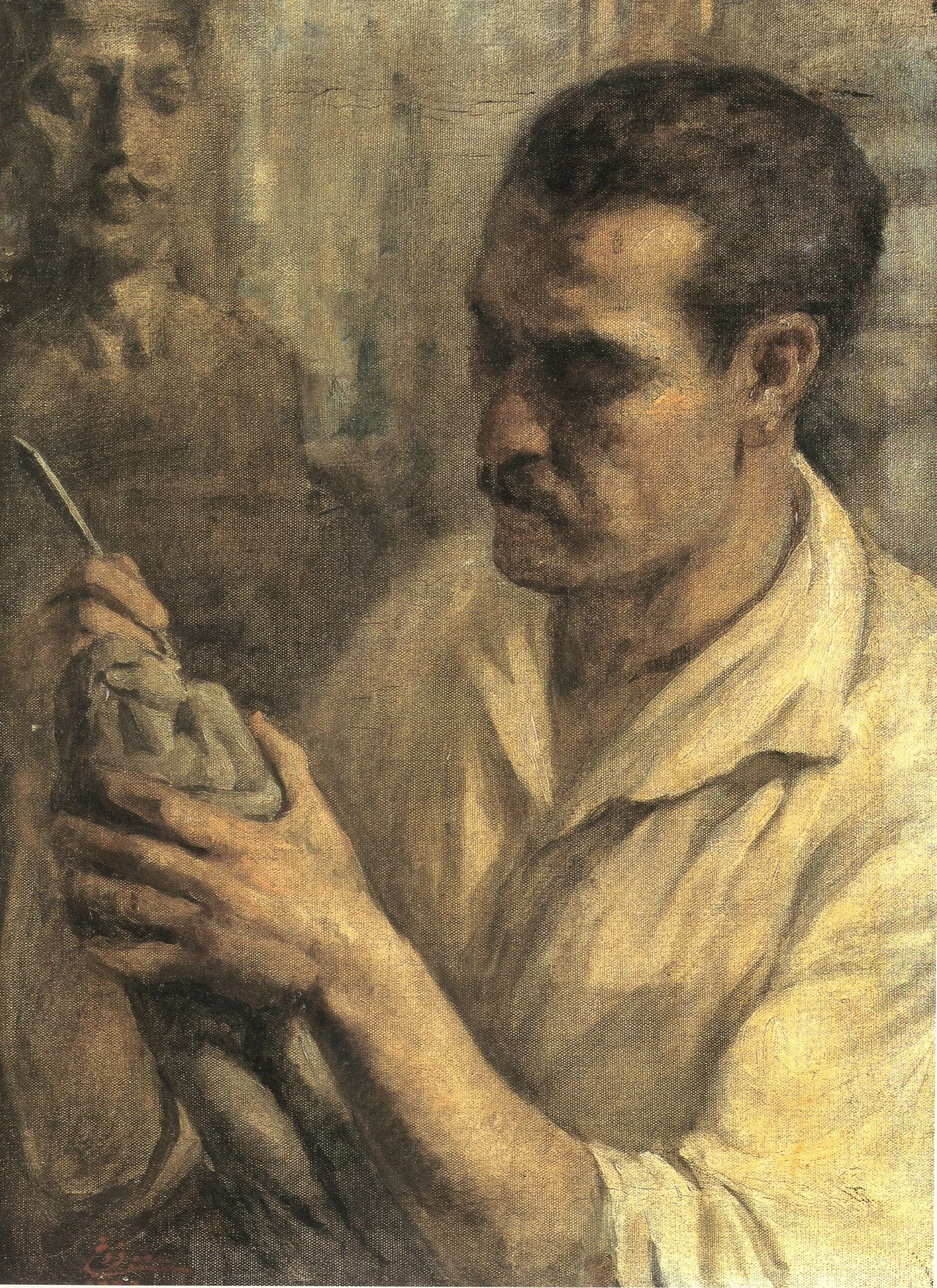 Portrait of Youssef Hoyeck, by Moustafa Farroukh, oil, 1939