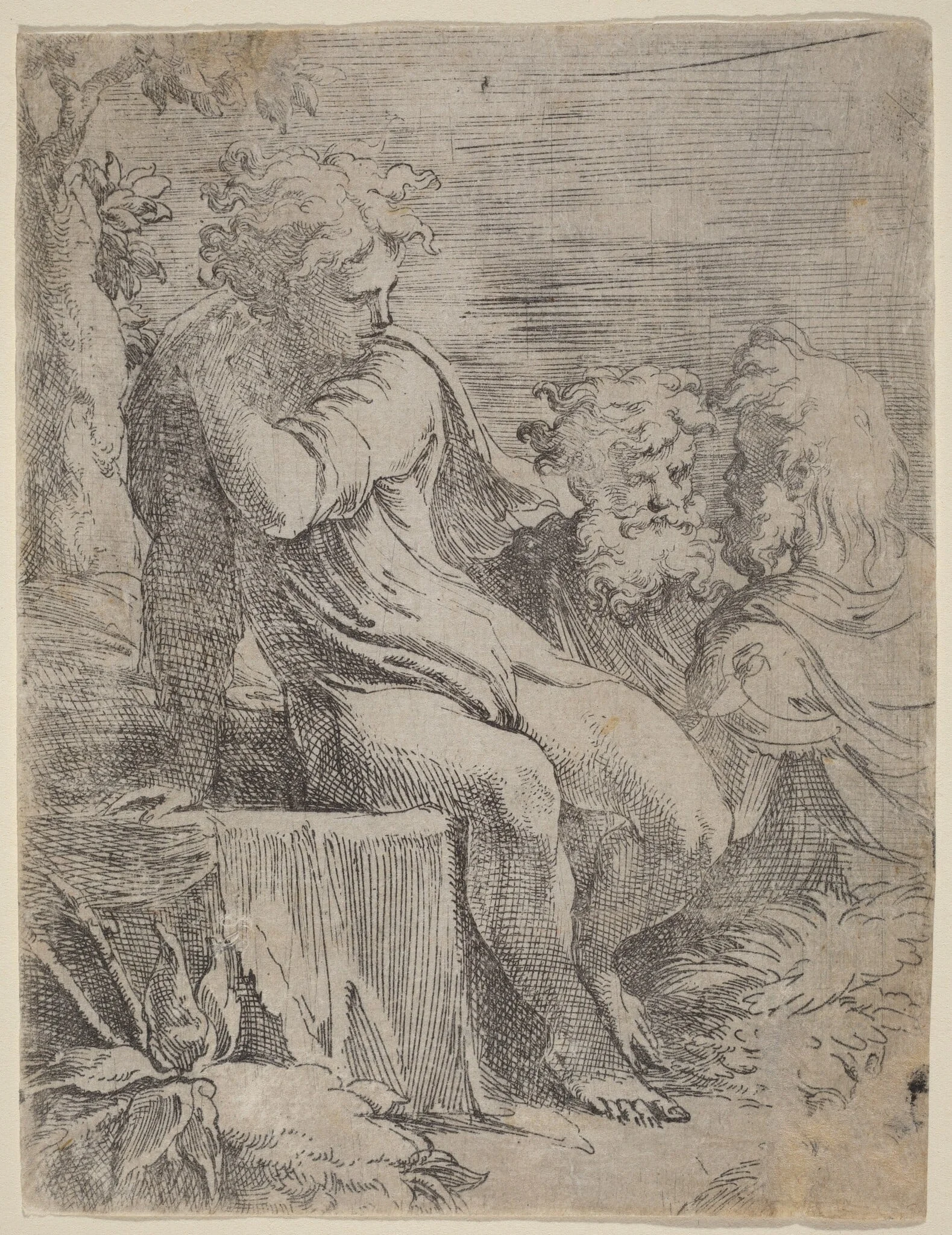 The Boy and Two Old Men, by Parmigianino, ink, 1522