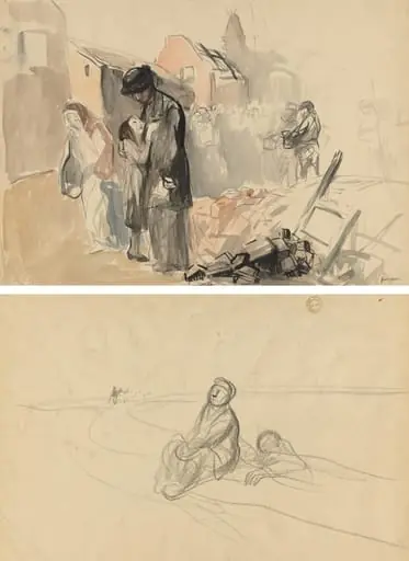 Reconquered Territory (recto) Two Figures on a Road (verso)