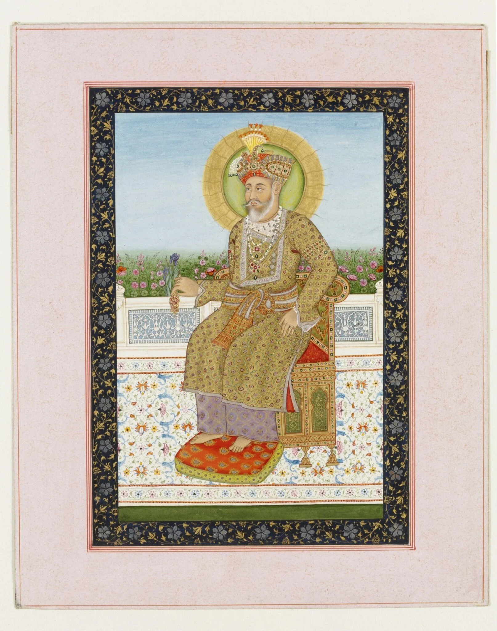 Emperor Akbar II, by Unknown, paint, 1840