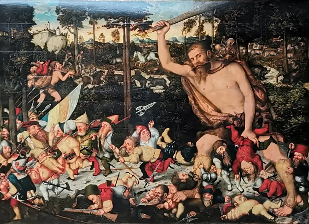 The awakened Hercules and the Pygmies