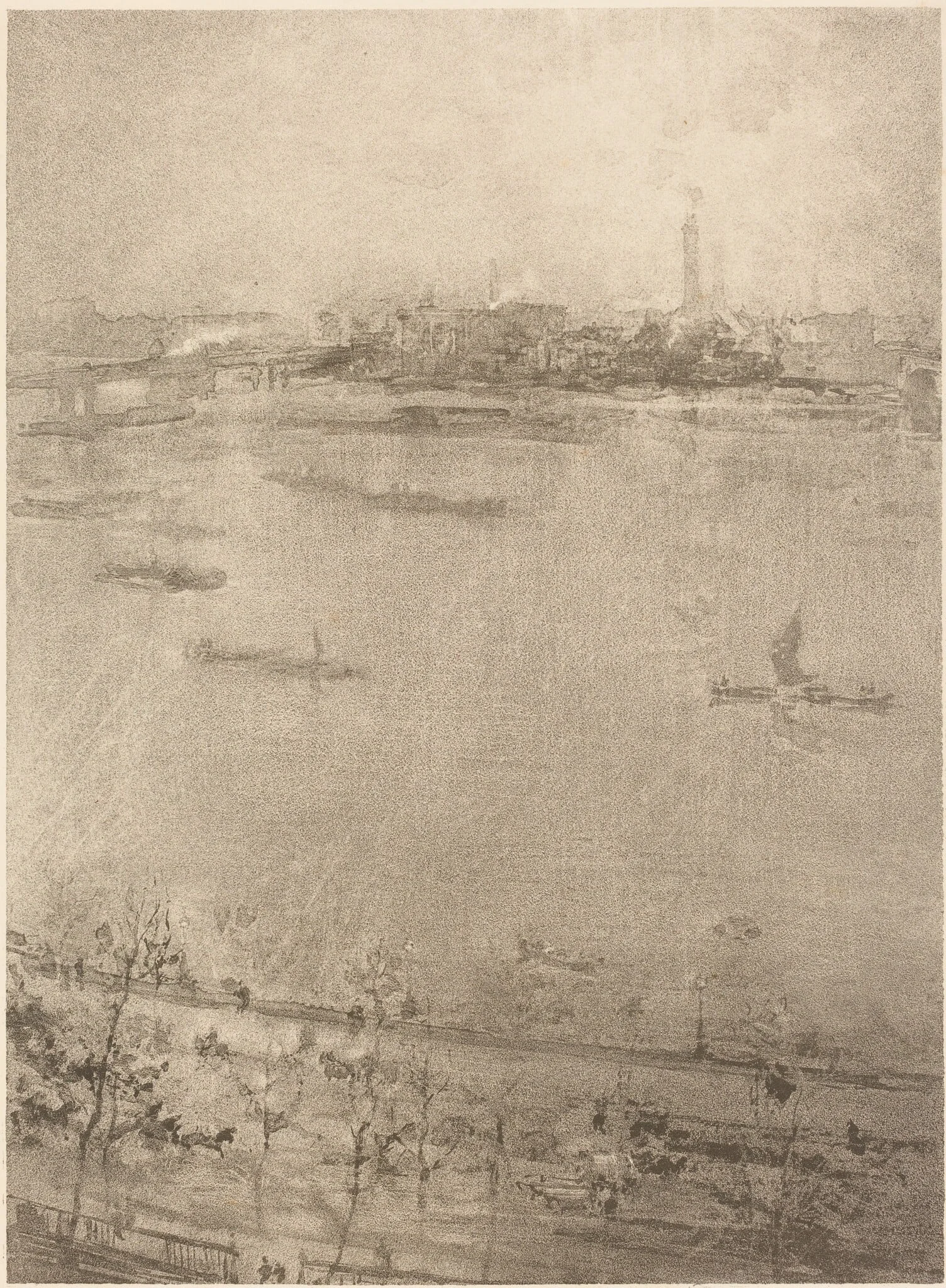 The Thames, by James McNeill Whistler, ink, 1896