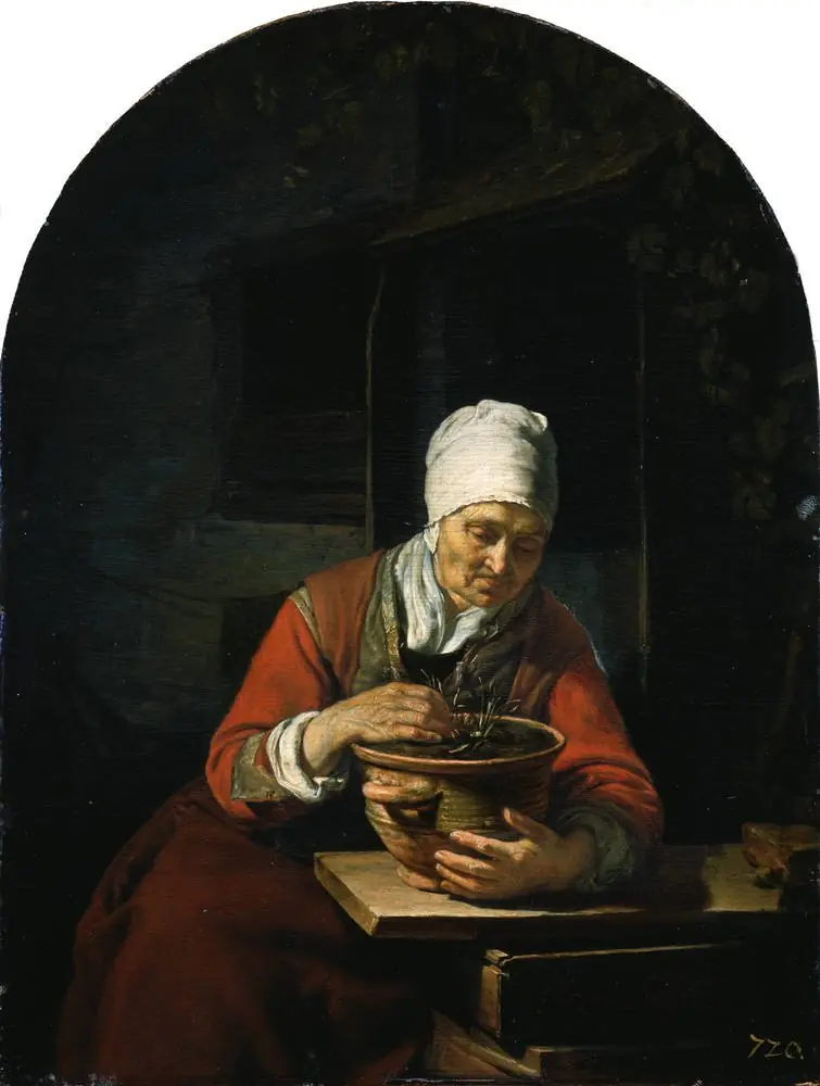 Old Woman with a Flower Pot