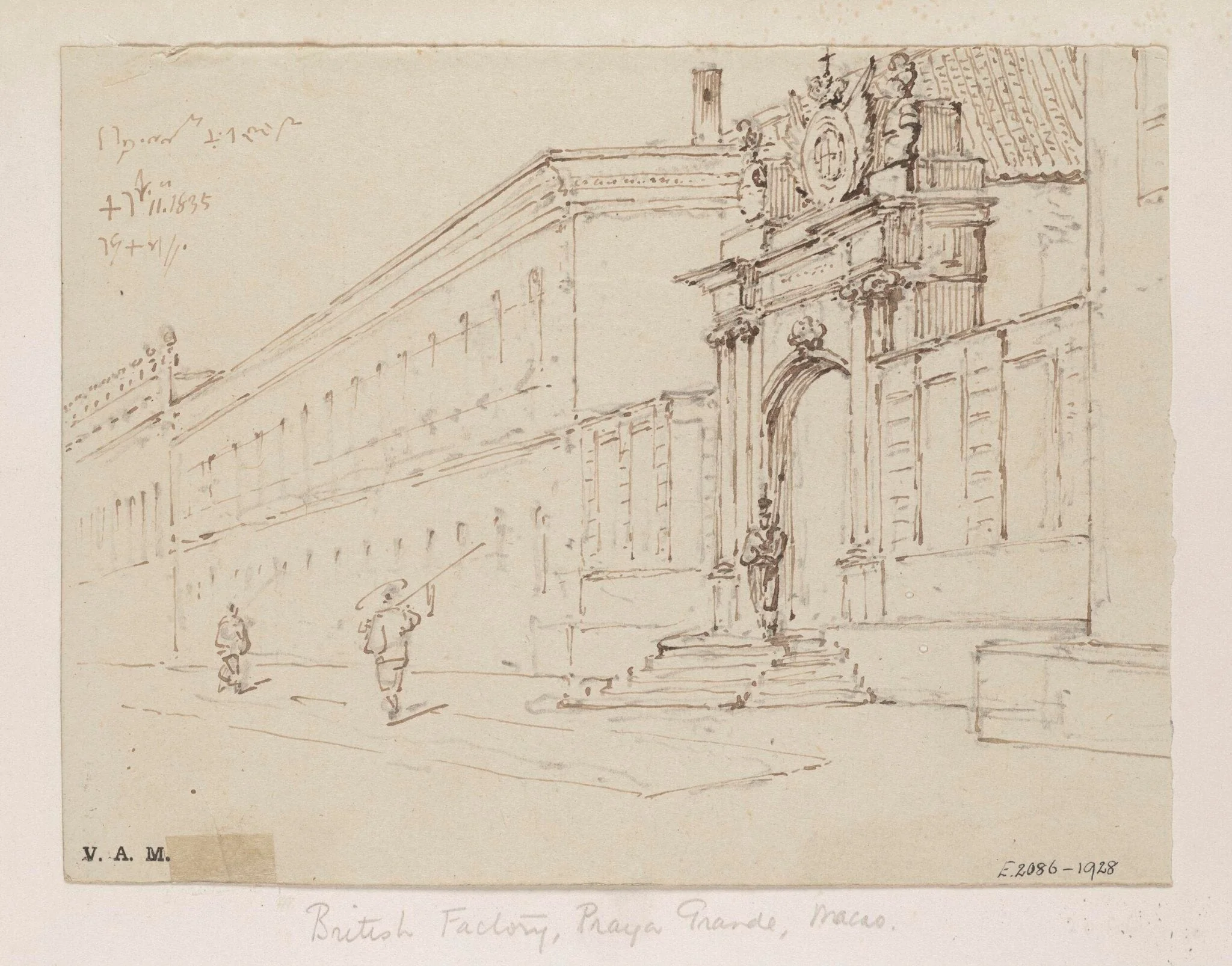 The British 'factory' on the Praya Grande, Macau, by George Chinnery, 6