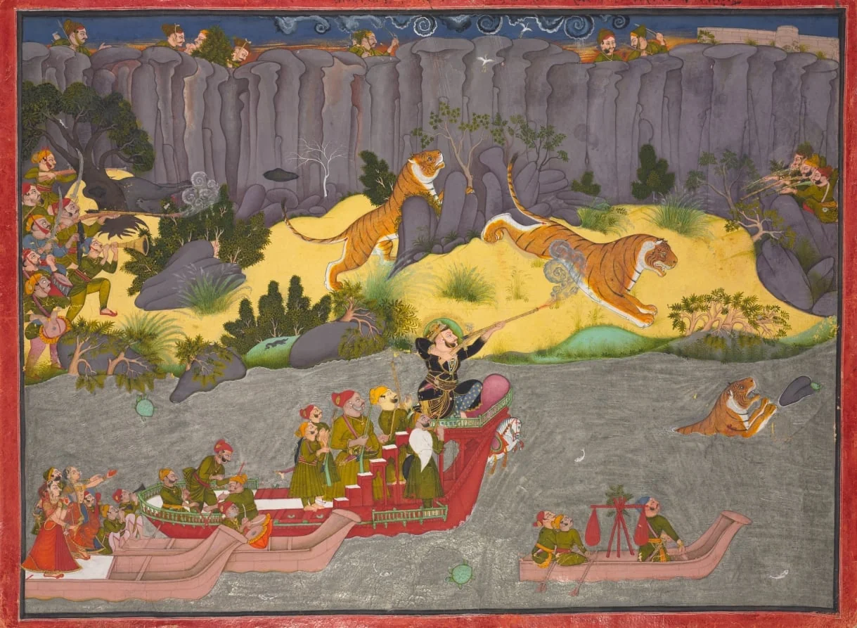 Tiger Hunt of Raja Ram Singh II, by Unknown, unspecified, 1835