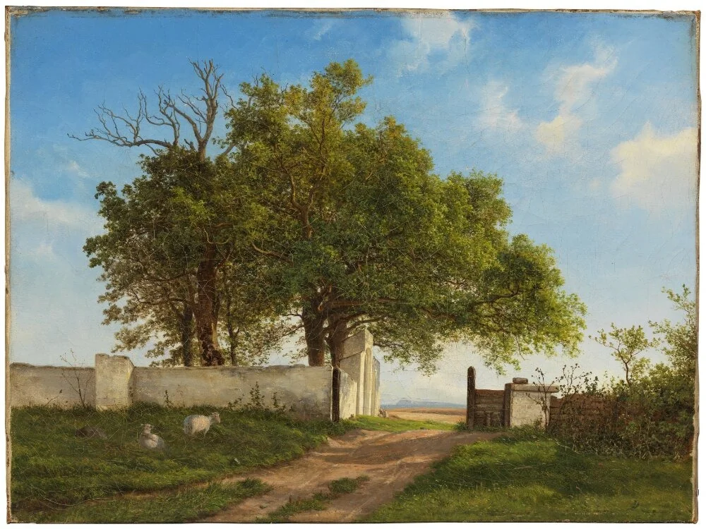Landscape with a Cemetary, by Georg Emil Libert, oil, 1844