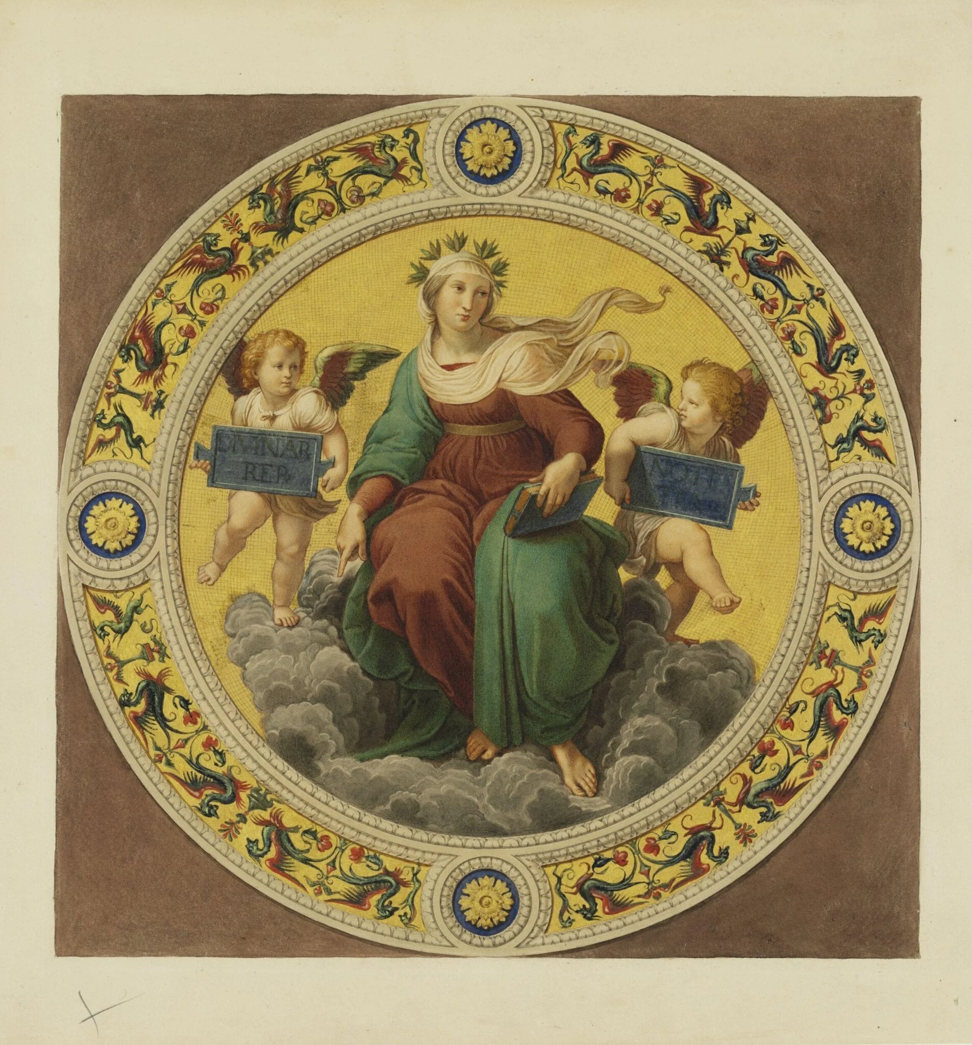 Copy after Raphael’s ceiling fresco representing ‘Theology’ in the Stanza della Segnatura (Vatican Palace, Rome,1508-09), 1864.