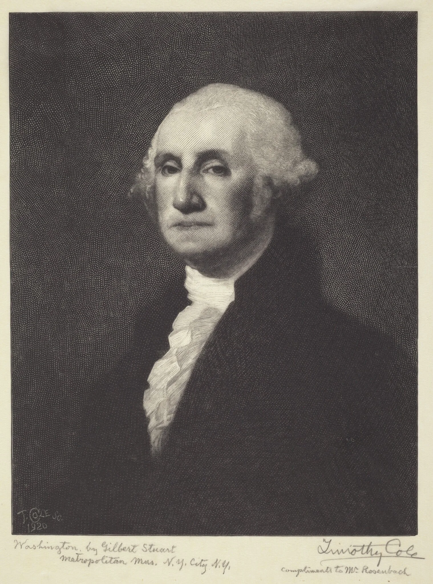 Washington, by Timothy Cole, ink, 1920