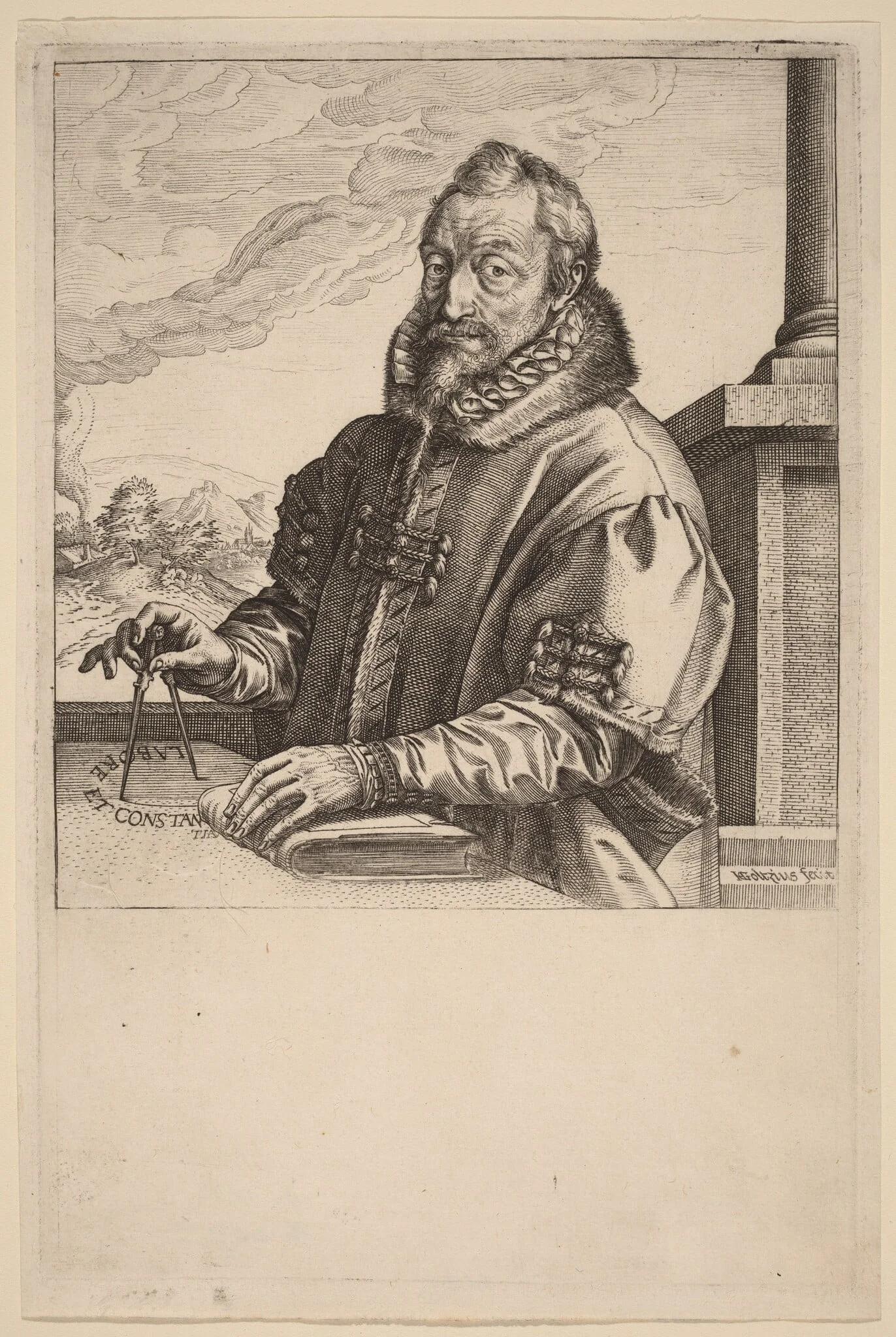 Christopher Plantin, by Hendrik Goltzius, ink, 1583