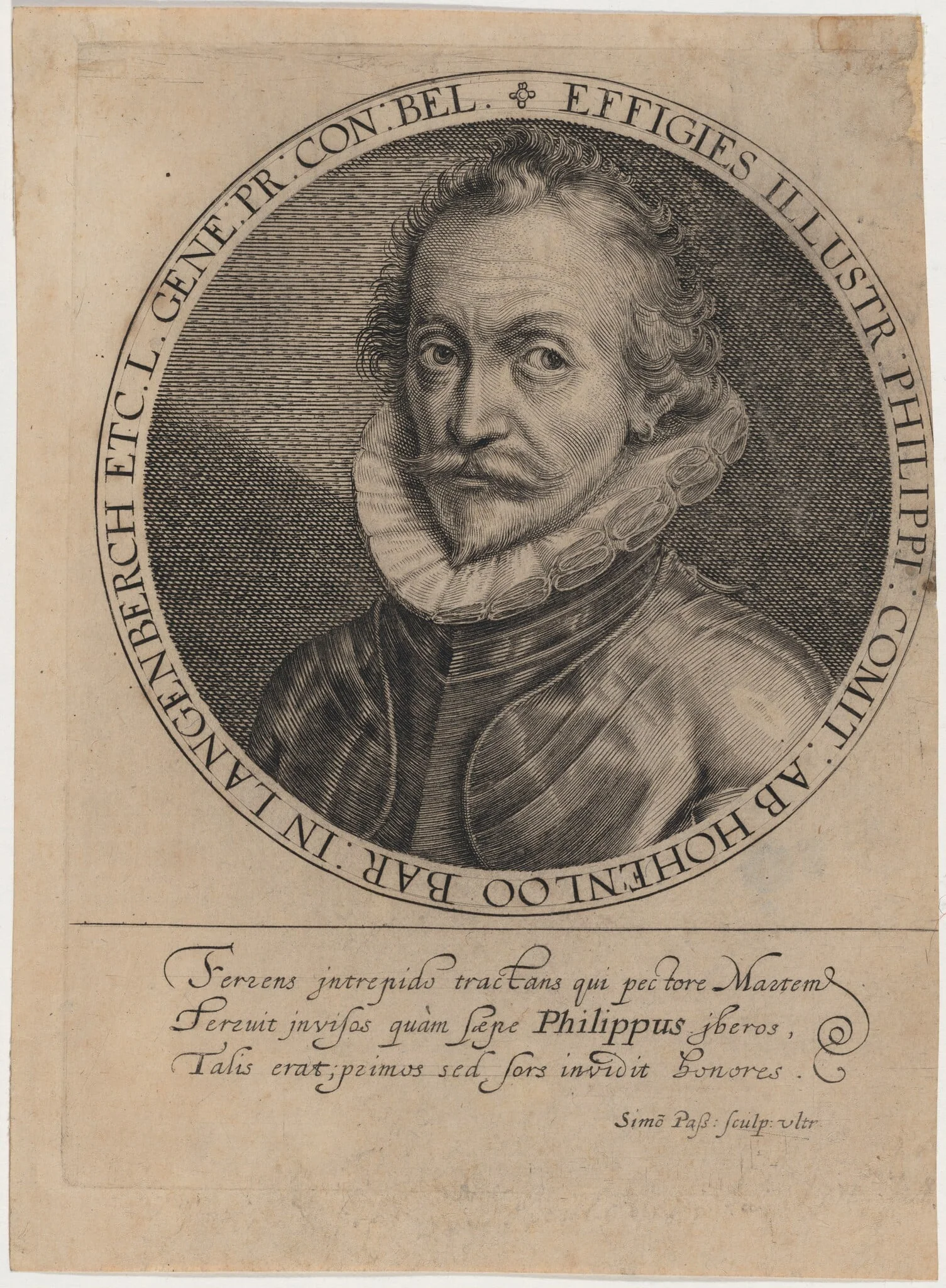 Philip, Count of Hohenlohe, by Simon van de Passe, ink, 1621