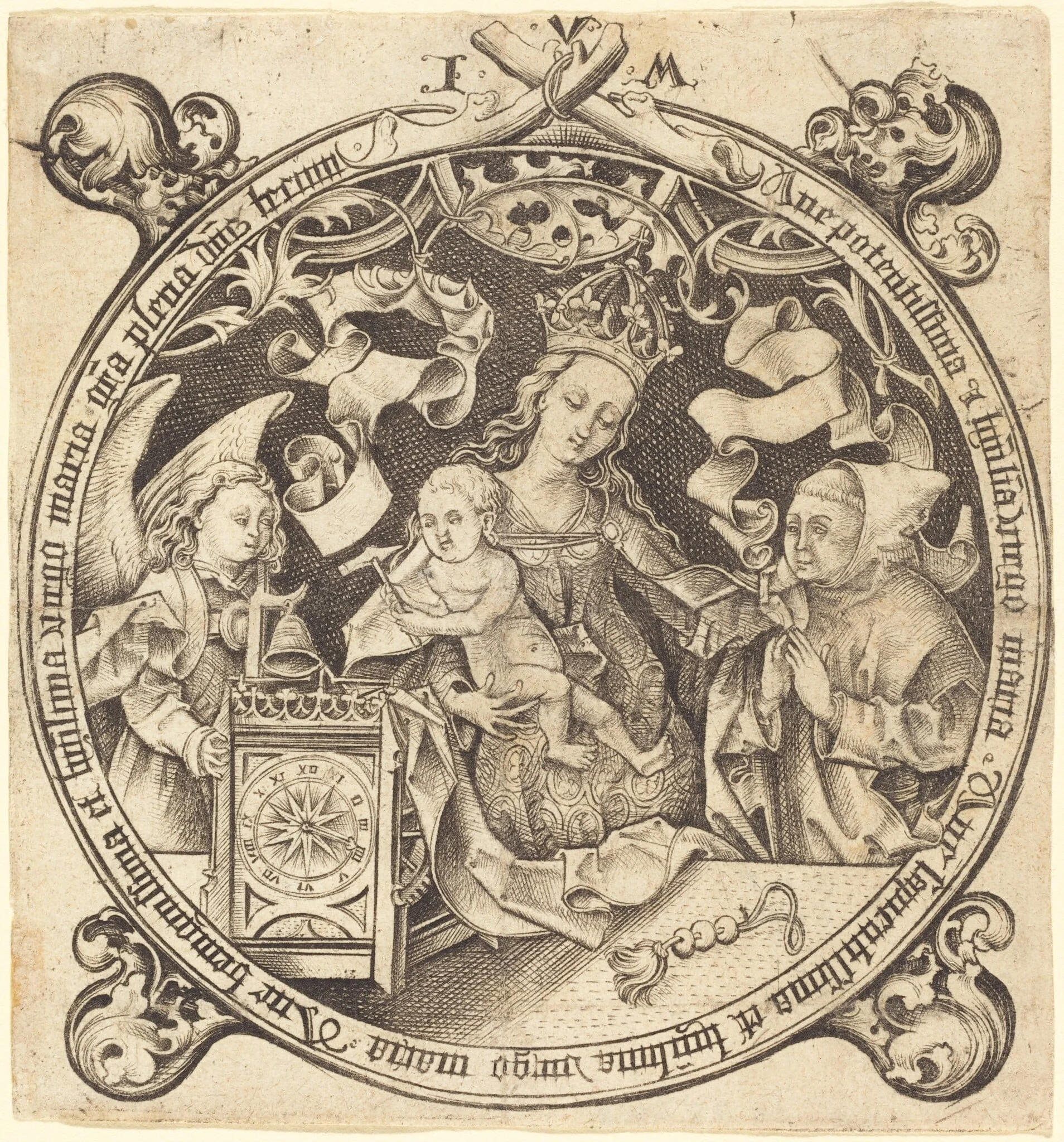 The Madonna with the Clock, by Israhel van Meckenem, ink, 1490