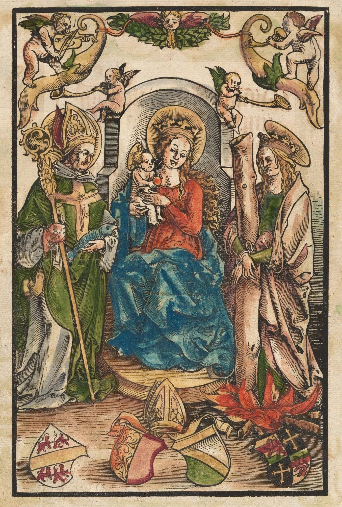 The Madonna with Saint Ulrich and Saint Afra [recto], by Urs Graf I, ink, 1511