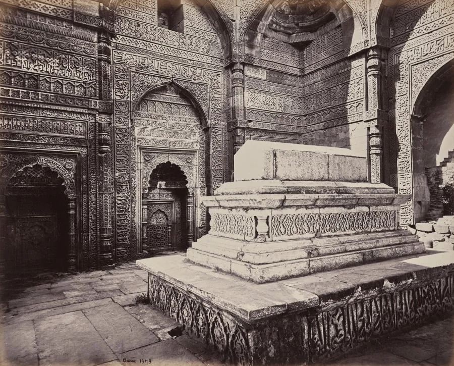 Delhi. Tomb of the Emperor Shums ooo deen Allomsh, Builder of the Kootub Minar in the Ruins of Old Delhi, by Samuel Bourne, 1866