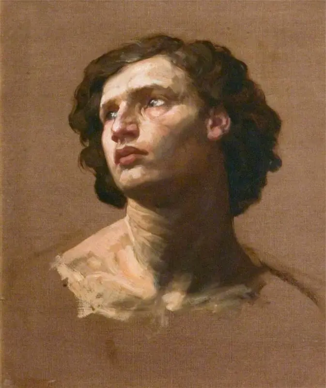 Head of a Man Looking Upwards and Sideways