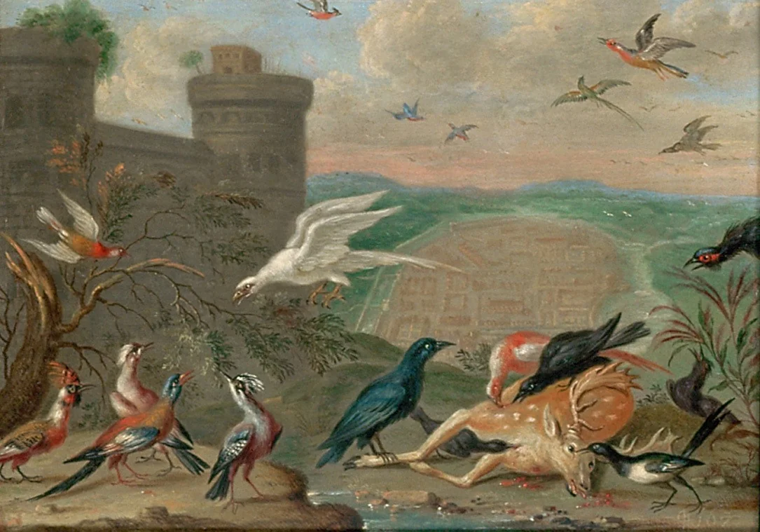 Ansichten aus den vier Weltteilen mit Szenen von Tieren: Santo Domingo (Dominikanische Republik), by Ferdinand van Kessel the Elder, unspecified, 1682