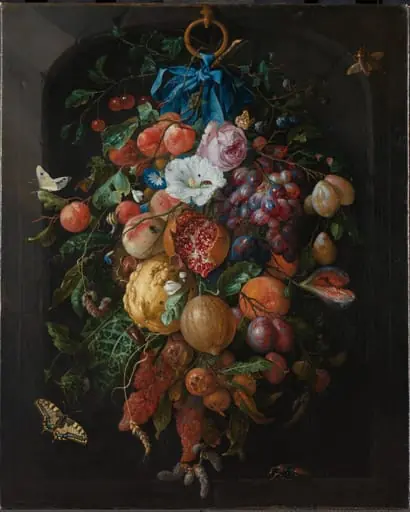 Festoen van vruchten en bloemen