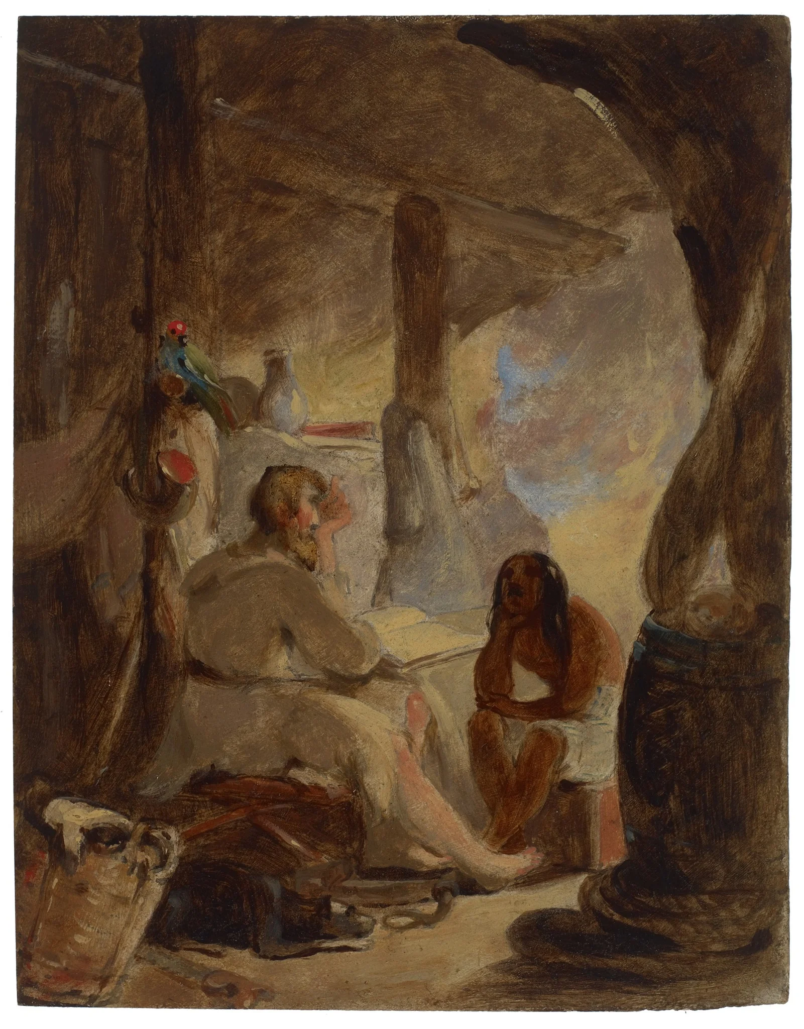 Robinson Crusoe and Friday in the Cave, by Thomas Sully, unspecified, 1833