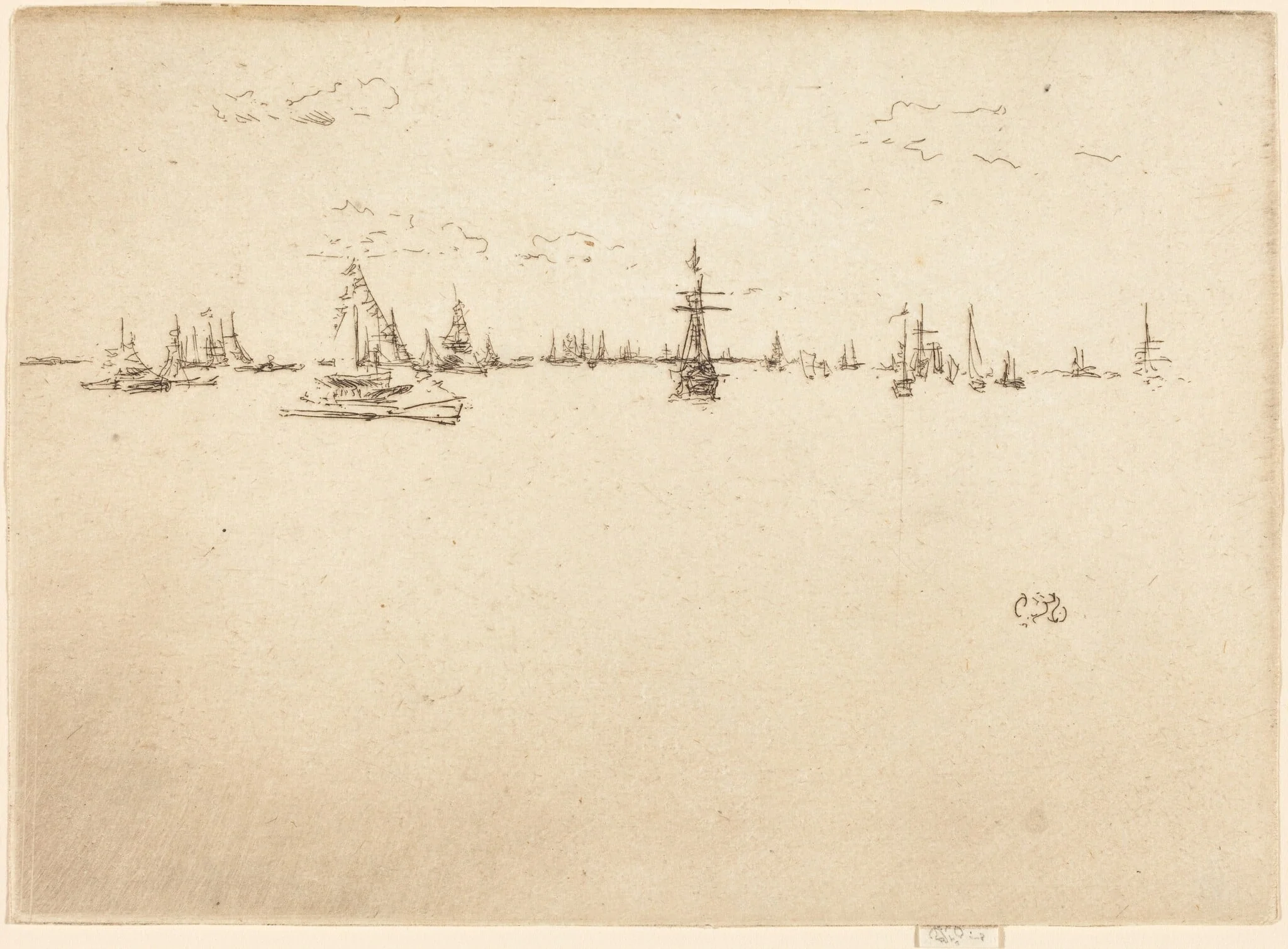 The Turret-Ship, by James McNeill Whistler, ink, 1887