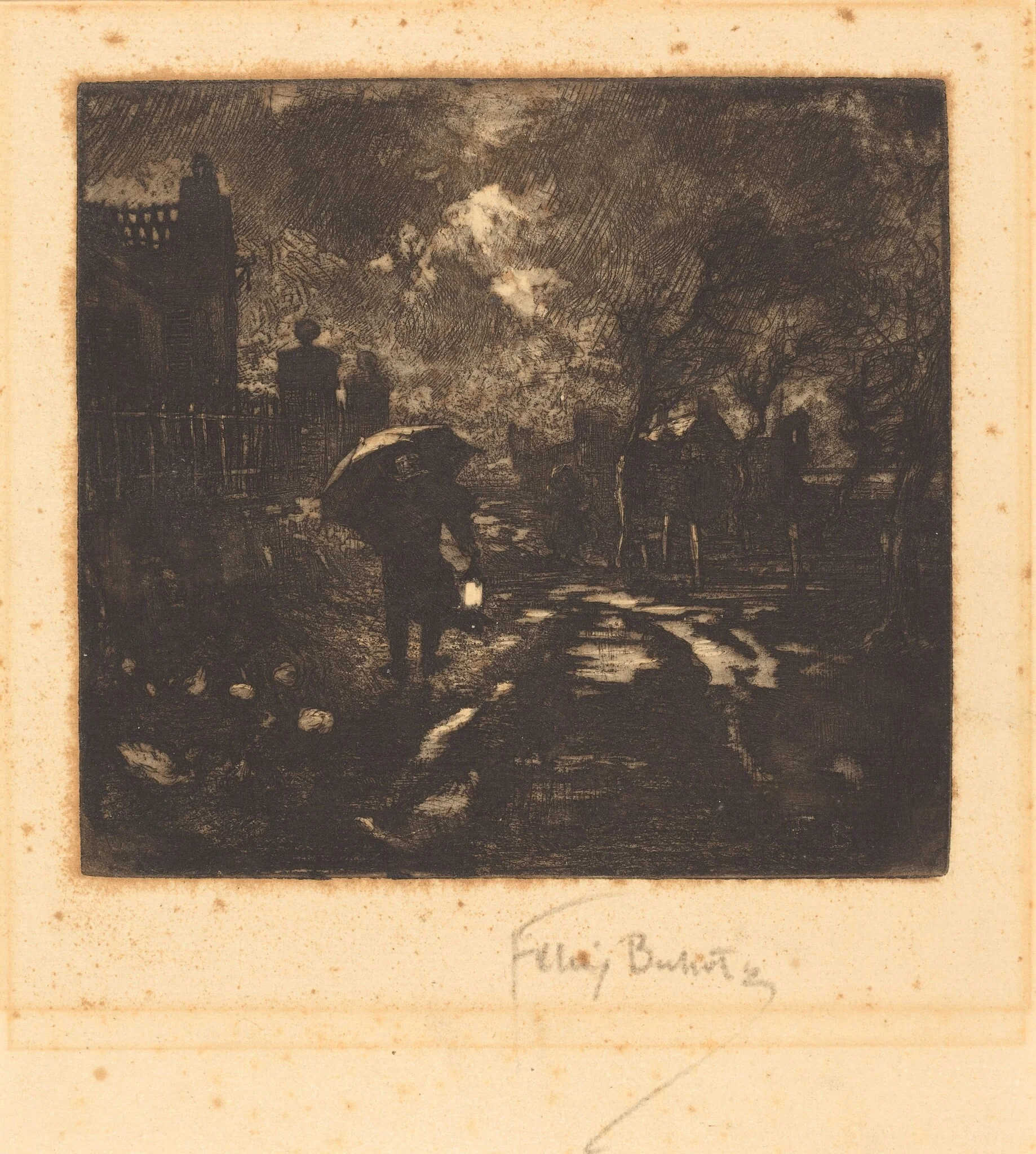 La Ronde de Nuit (Night Patrol), by Félix-Hilaire Buhot, ink, 1878