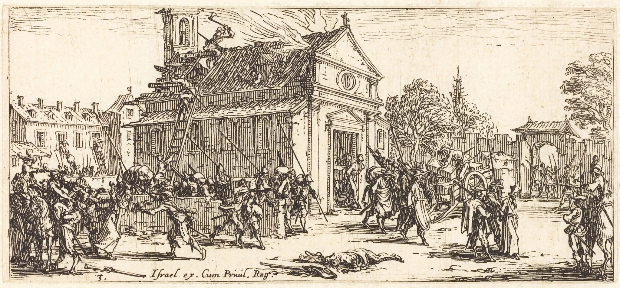 Pillaging a Monastery, by Jacques Callot, ink, 1633