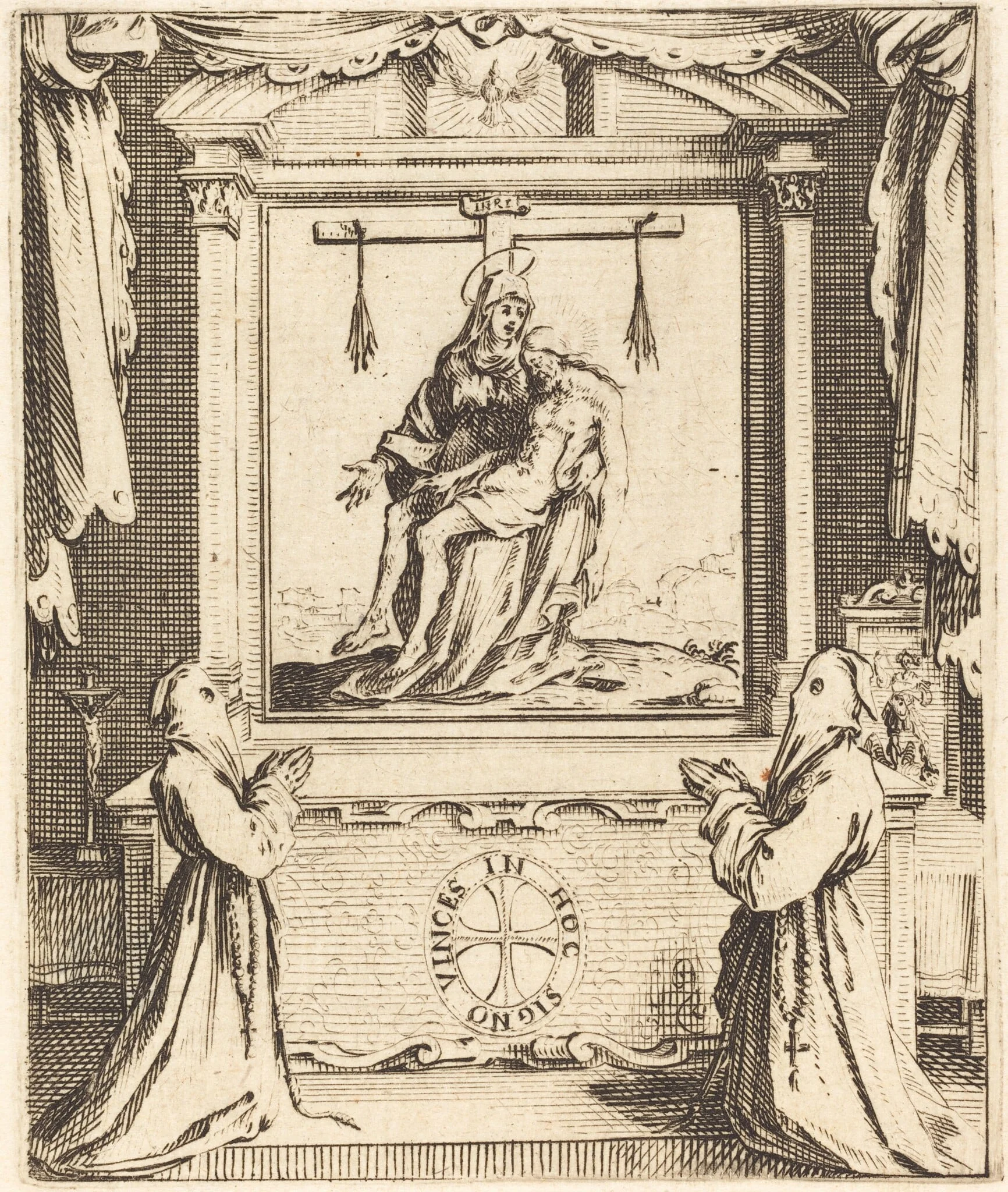 Frontispiece for The Order of the White Penitents at Nancy, by Jacques Callot, ink, 1634