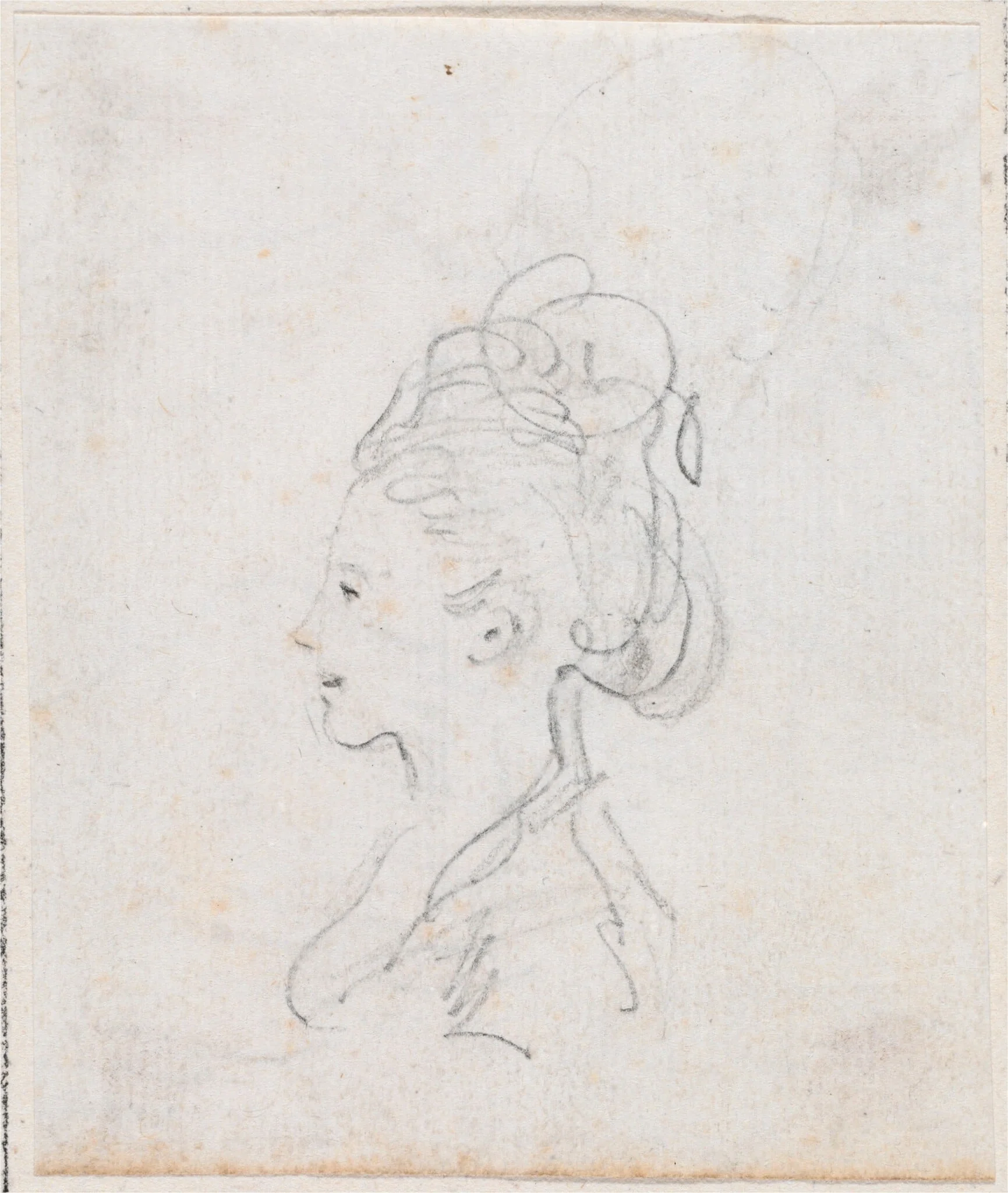 Young Woman's Head in Profile, by Hubert Robert, graphite, 1760