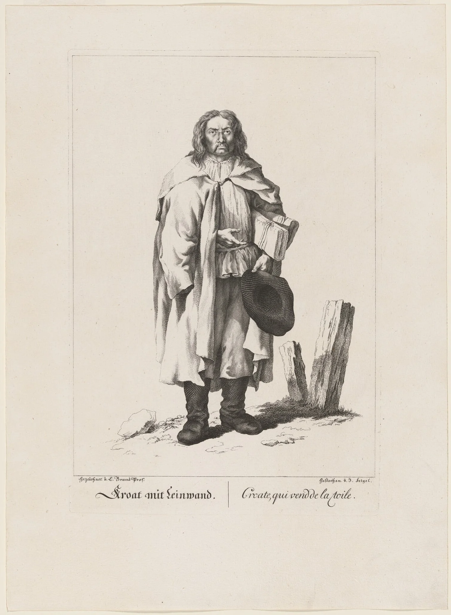 Kroat mit Leinwand (Linen Merchant), by Johann Feigel, ink, 1775