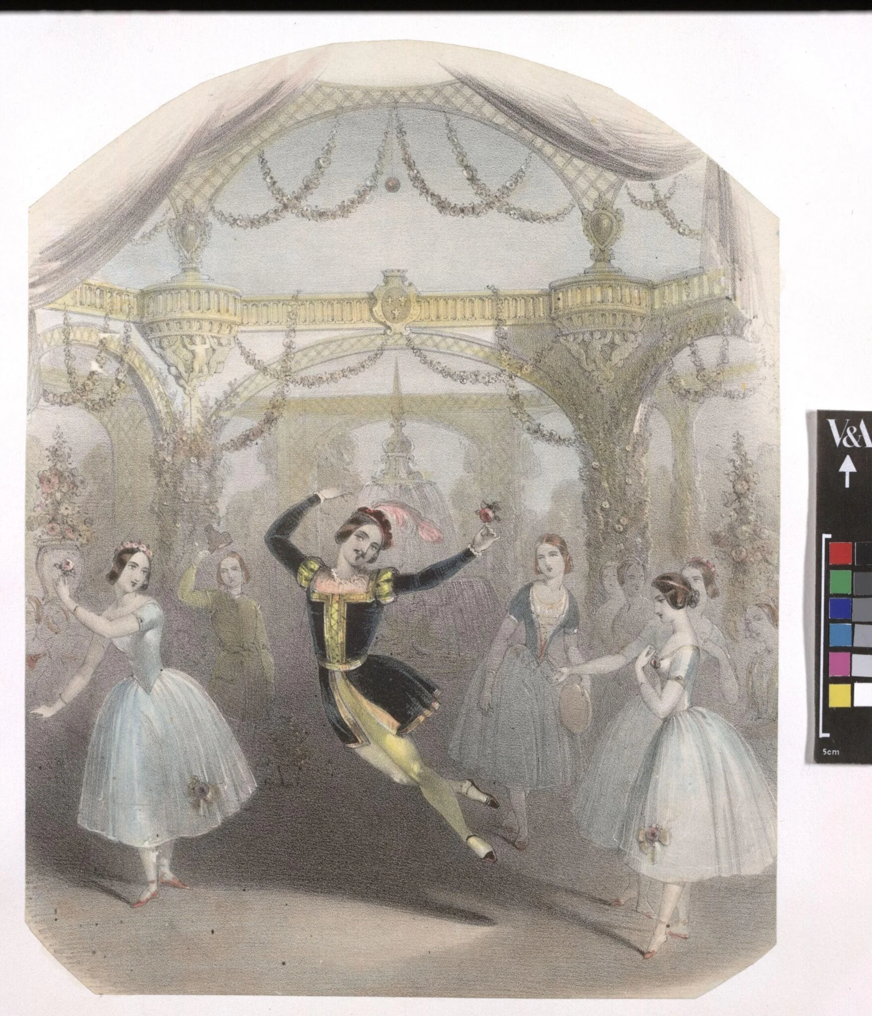 Print of Arthur Saint-Léon in La Esmeralda, by John Brandard, 1845