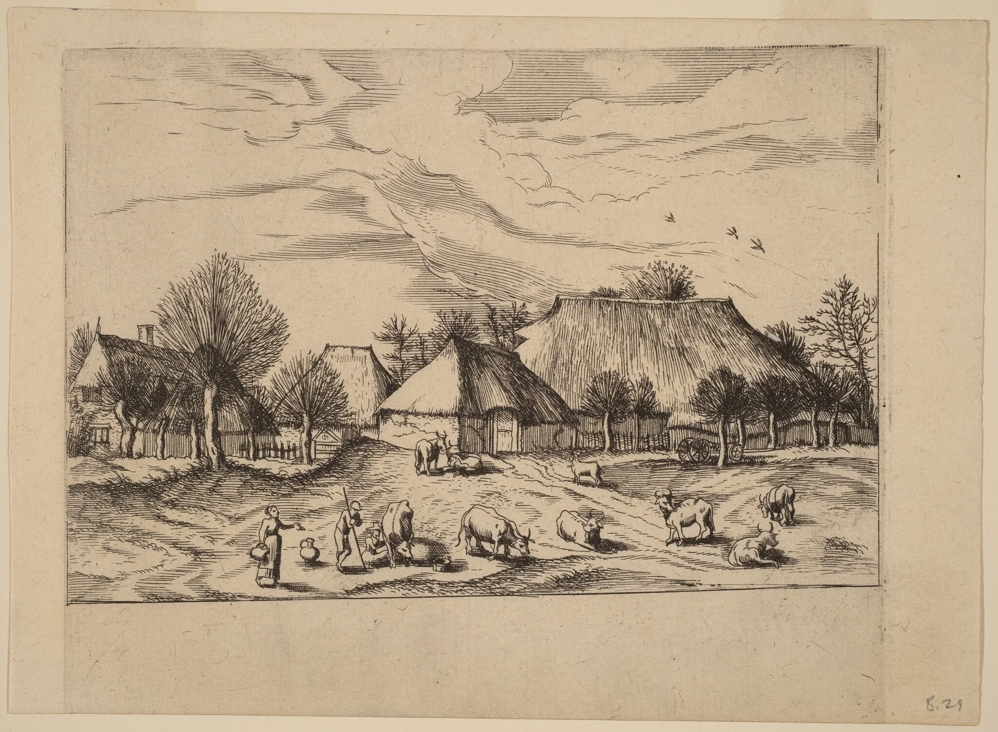 Farms, by Johannes van Doetechum the Elder, ink, 1560