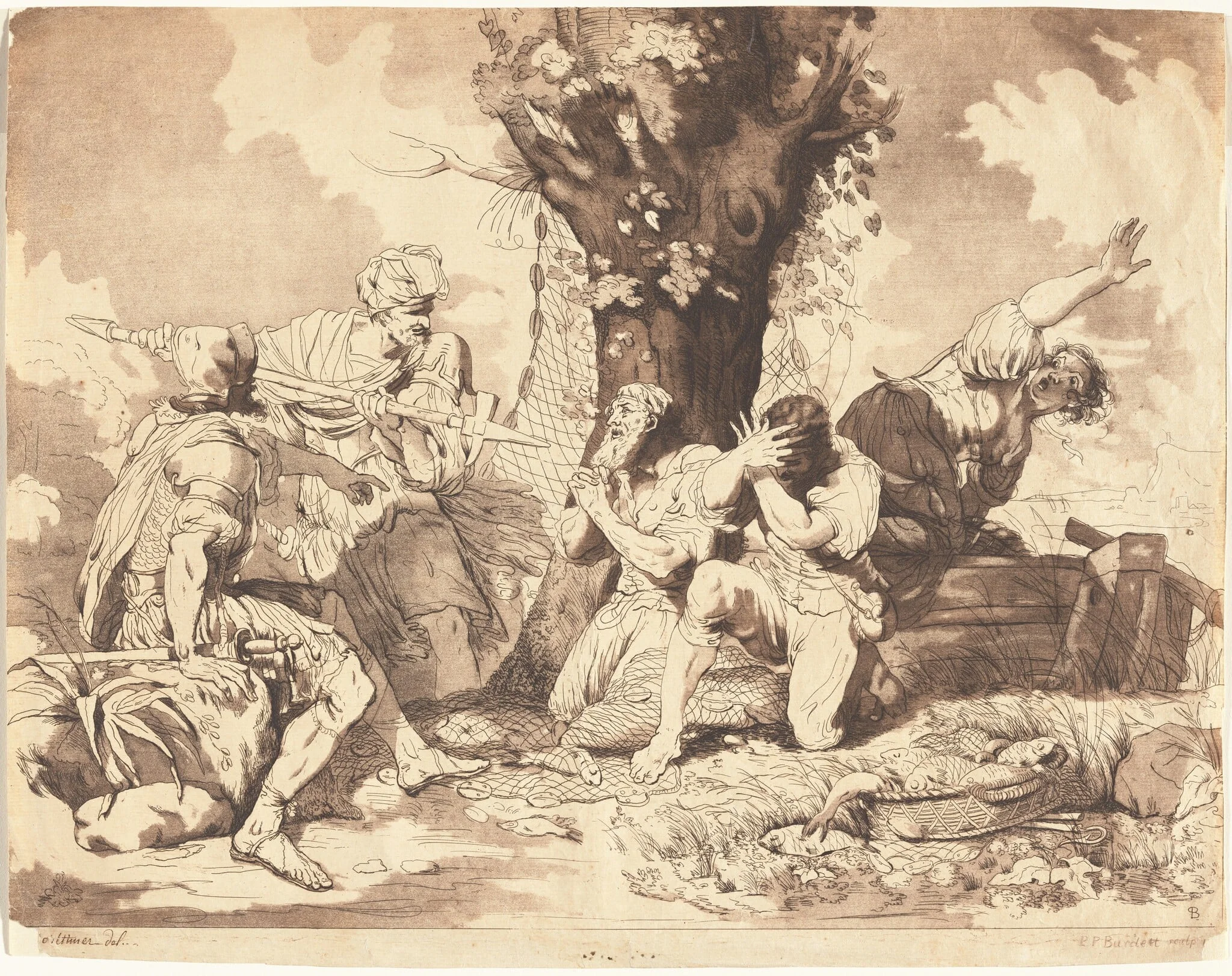 Banditti Robbing Fishermen, by Peter Perez Burdett, ink, 1771