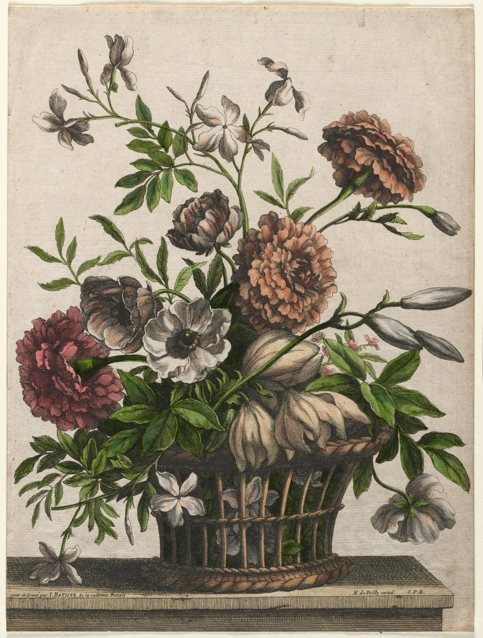 Marigolds, single Anemone, Jasmine..., by Jean-Baptiste Monnoyer, 1688