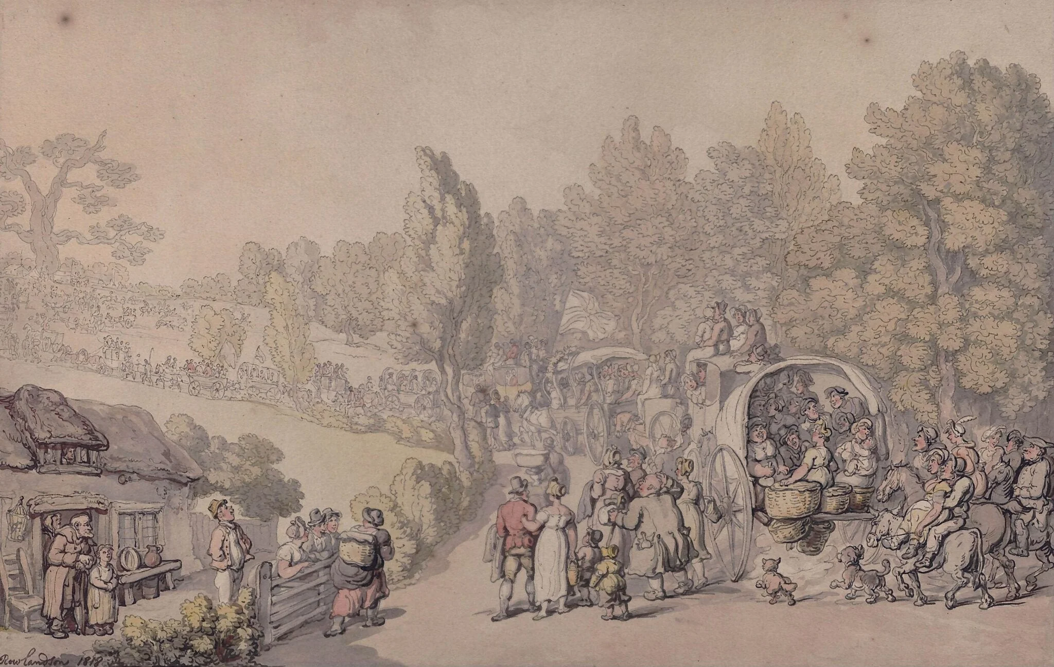 The Road to Fairlop Fair, by Thomas Rowlandson, watercolor, 1818