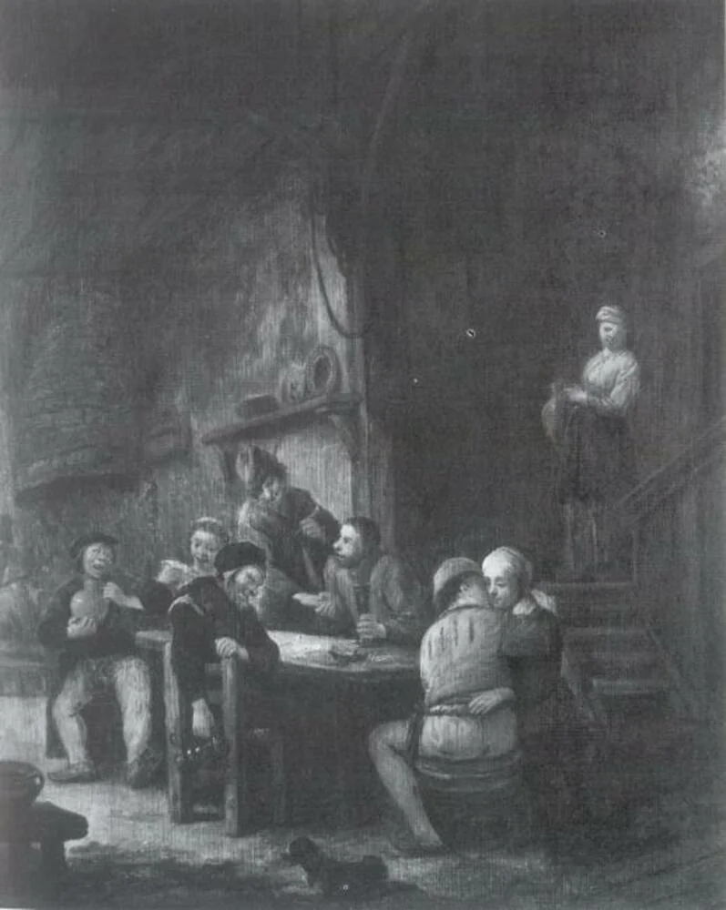 Peasants Drinking, by Unknown, oil, 1668