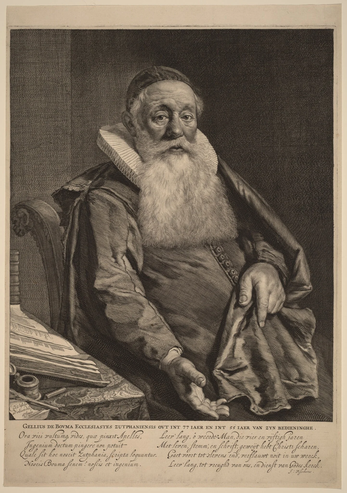 Gellius de Bouma, by Cornelis Visscher, ink, 1646
